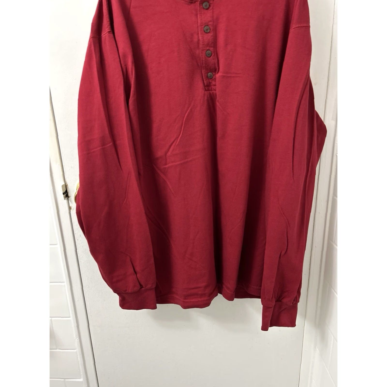 Vintage VINTAGE L.L. Bean Henley Shirt Mens XL Red Long Sleeve Cotton Size US XL / EU 56 / 4 - 3 Thumbnail
