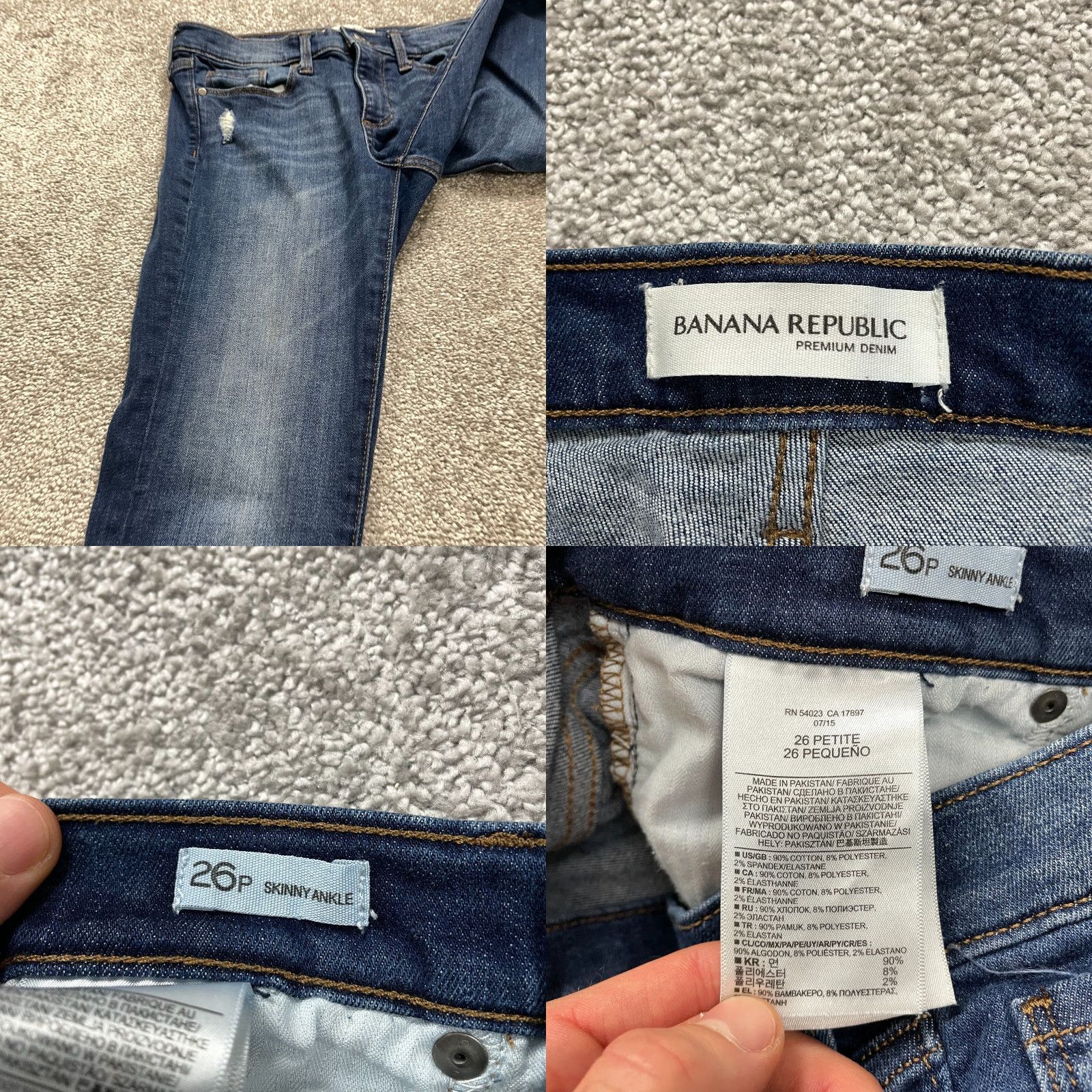 Banana Republic Banana Republic Skinny Ankle Jeans Women 26P Distressed Mid Rise Dark Wash 28x25 Size 26" / US 2 / IT 38 - 8 Thumbnail