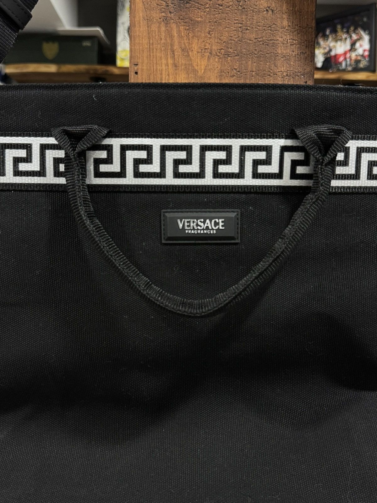 Versace Versace Fragrances Greek Key Tote Bag – Canvas Shoulder Bag Size ONE SIZE - 4 Thumbnail
