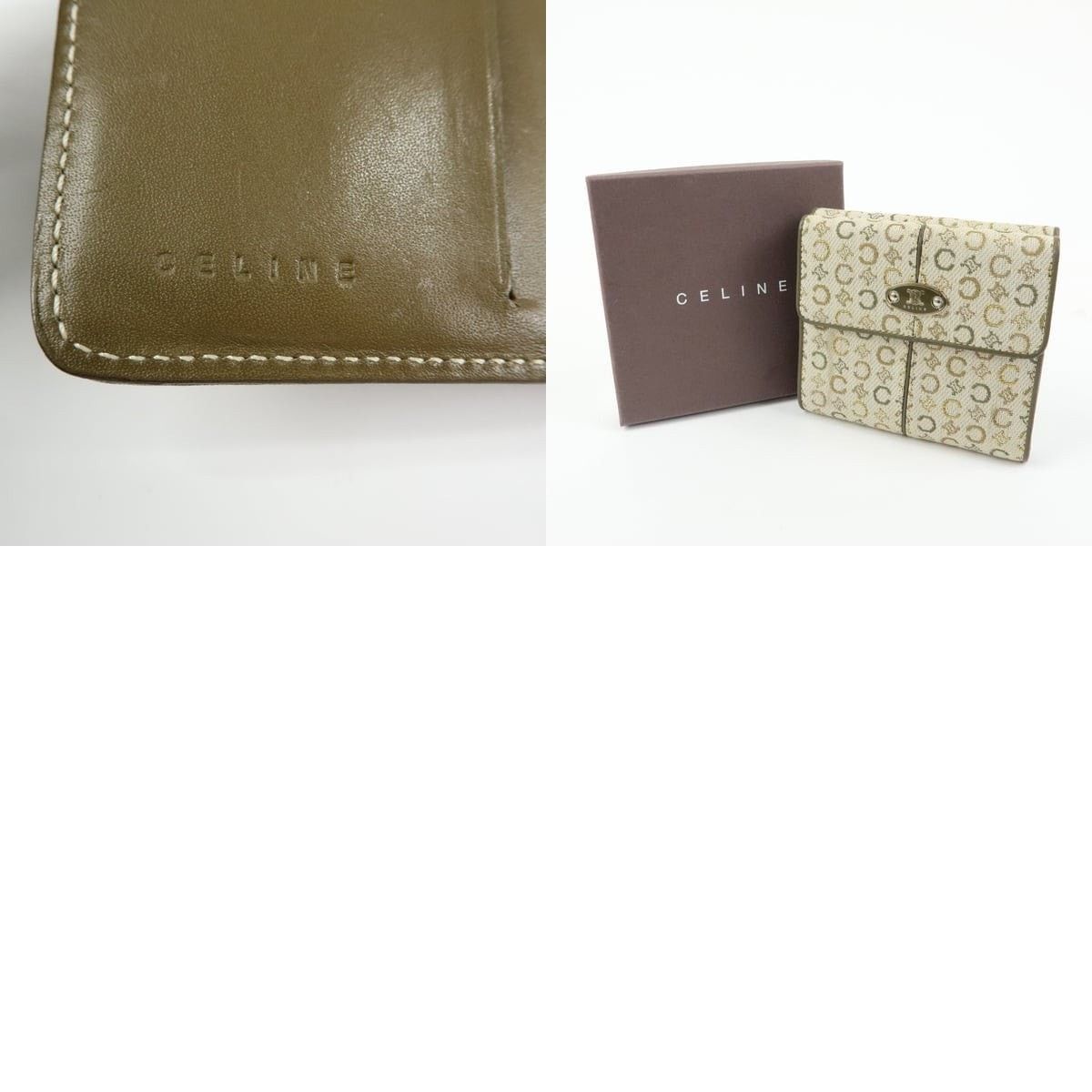 Celine Celine Macadam Canvas & Leather Compact Wallet Beige Size ONE SIZE - 8 Thumbnail