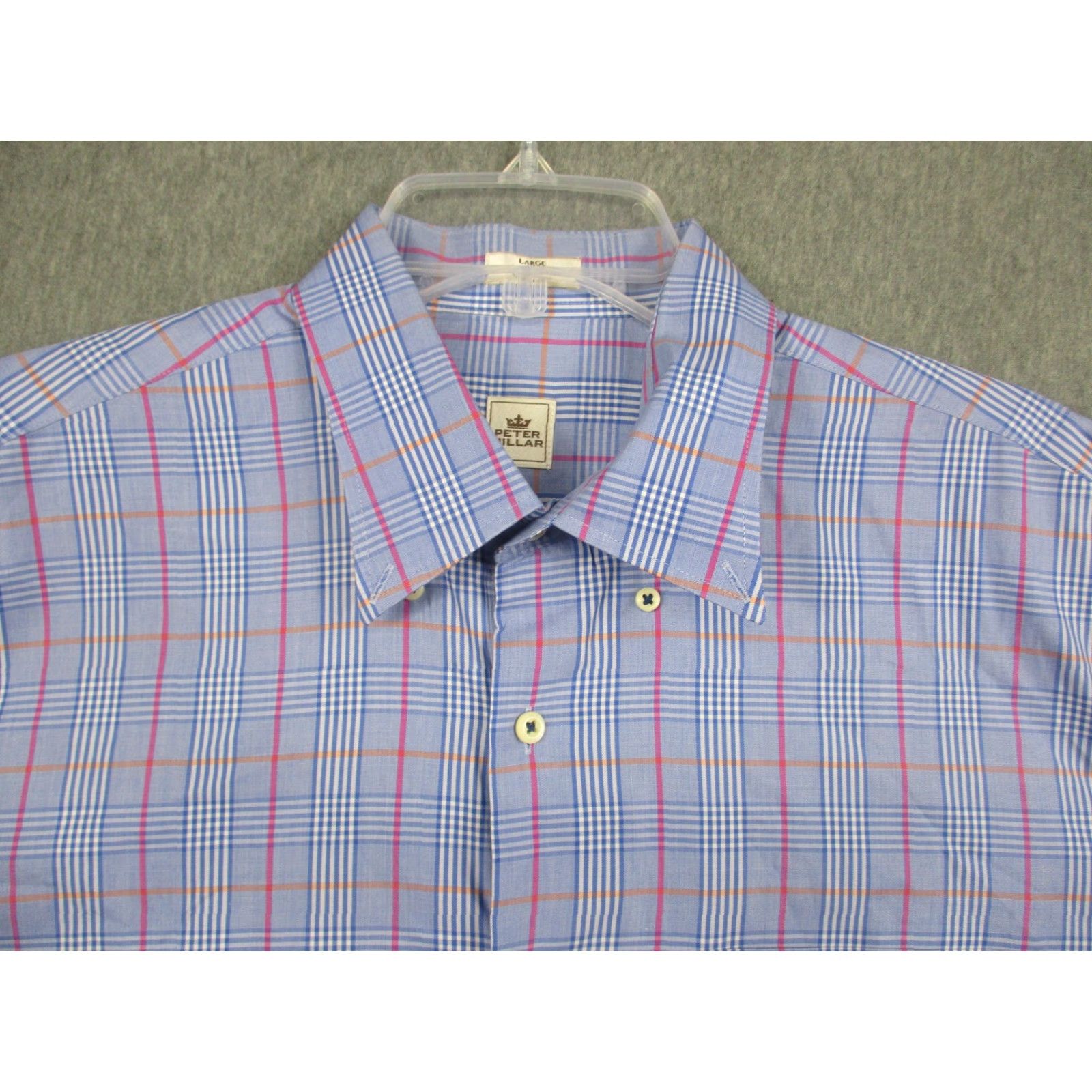 Peter Millar **Peter Millar Classic Blue Red Plaid Mens Large Dress Shirt** User: **Peter Millar Classic Blue Red Plaid Men's Large Dress Shirt** Size 42R - 2 Thumbnail