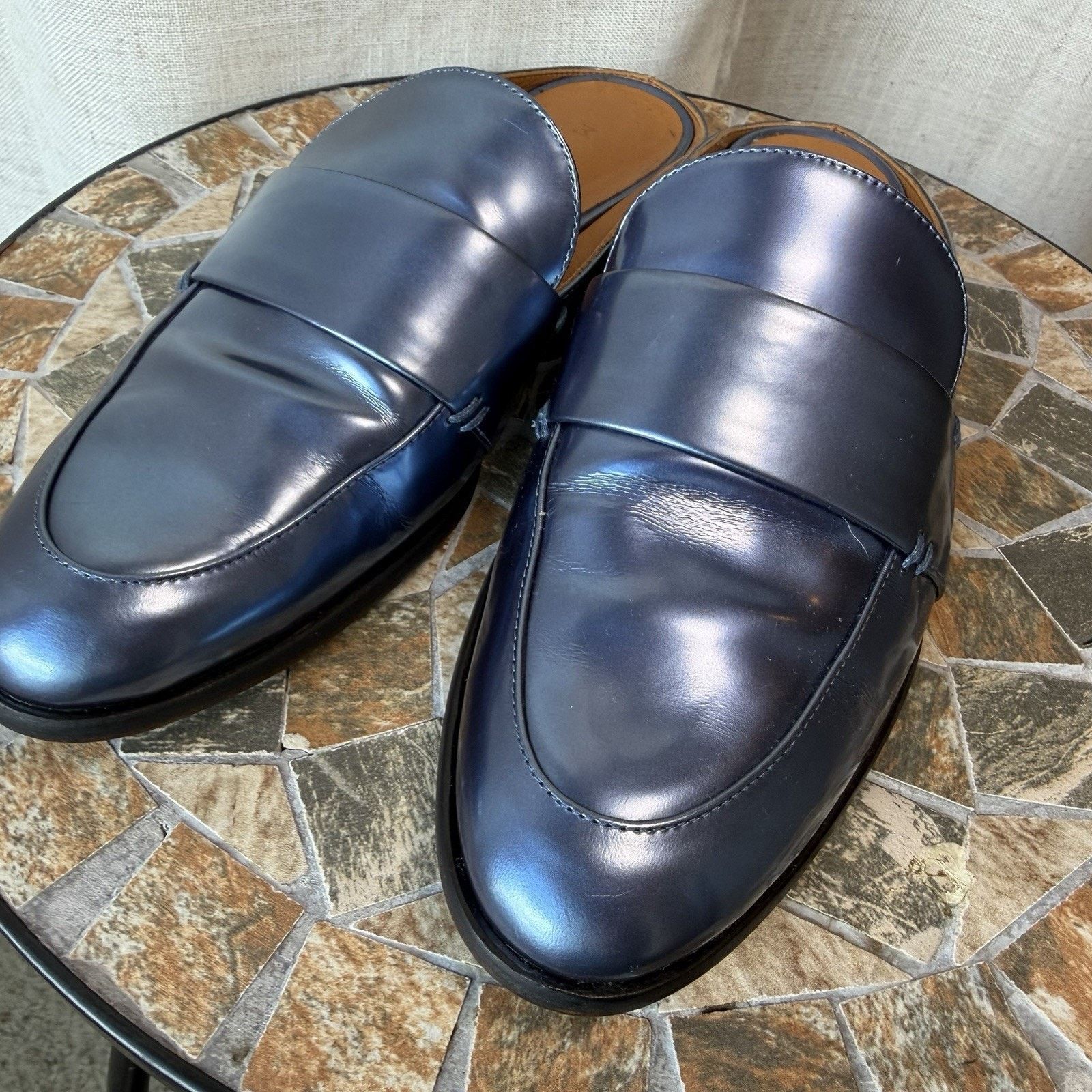 M.Gemi M.Gemi Leather Slide Loafers Navy Blue EU 37Made in Italy Size US 6.5 / IT 36.5 - 6 Thumbnail