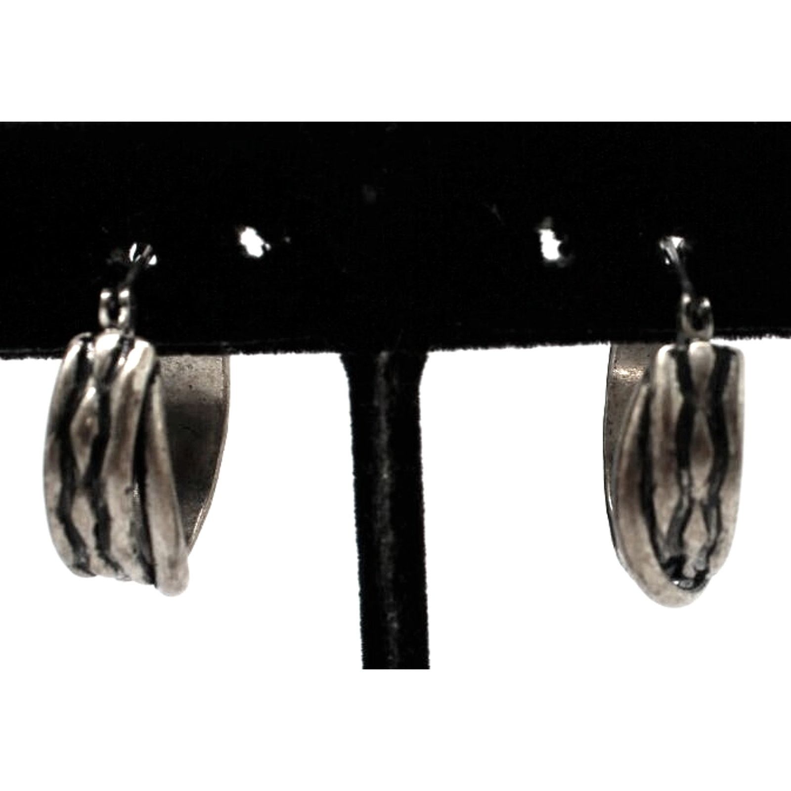 Other Brand X Classic Pewter Hoop Earrings • Rustic Design • 3/4" Size ONE SIZE - 2 Thumbnail