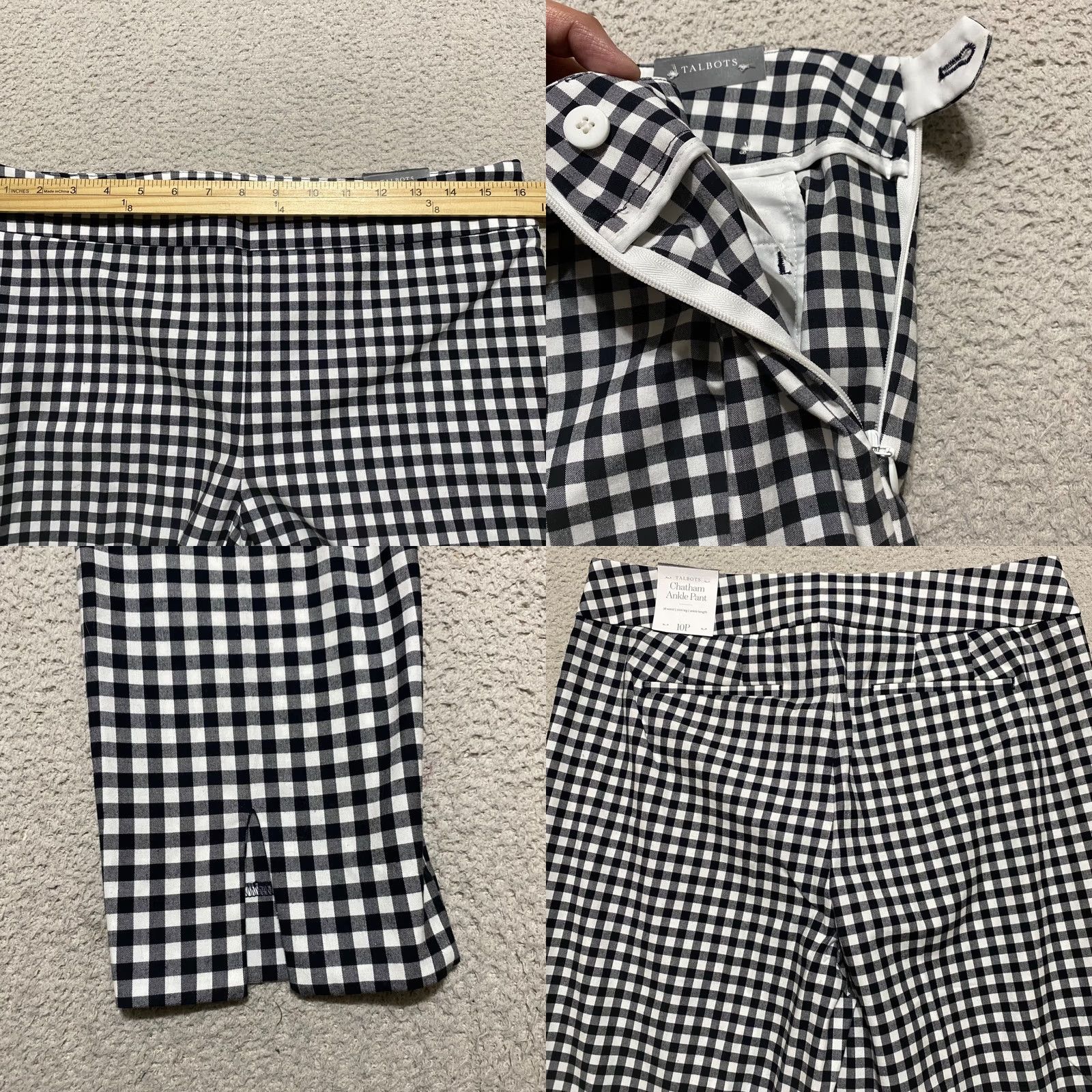 Talbots Talbots Chatham Pants 10P Black Plaid Straight Ankle Office Business Casual Women's Petite Regular Fit Caprise Style Size 32" / US 10 / IT 46 - 8 Thumbnail