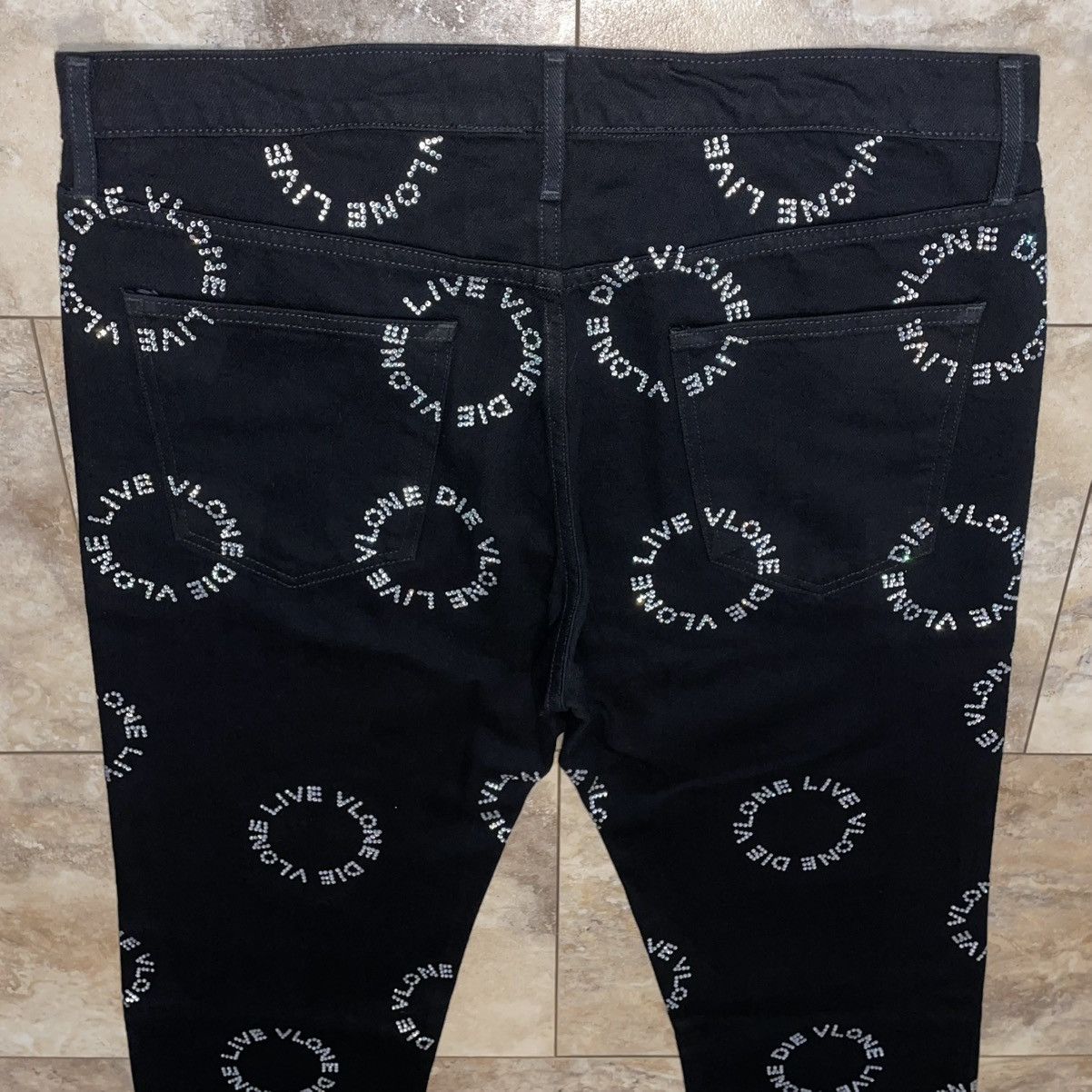 Vlone Vlone Stacked Clear Crystal Rhinestones Denim Jeans Black Size US 36 / EU 52 - 4 Thumbnail