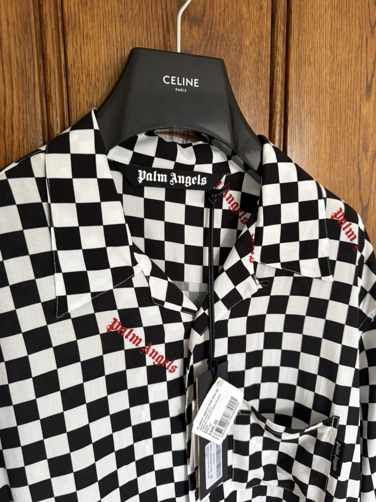 $790 Palm angels checkerboard checker ss hawaiian shirt 52