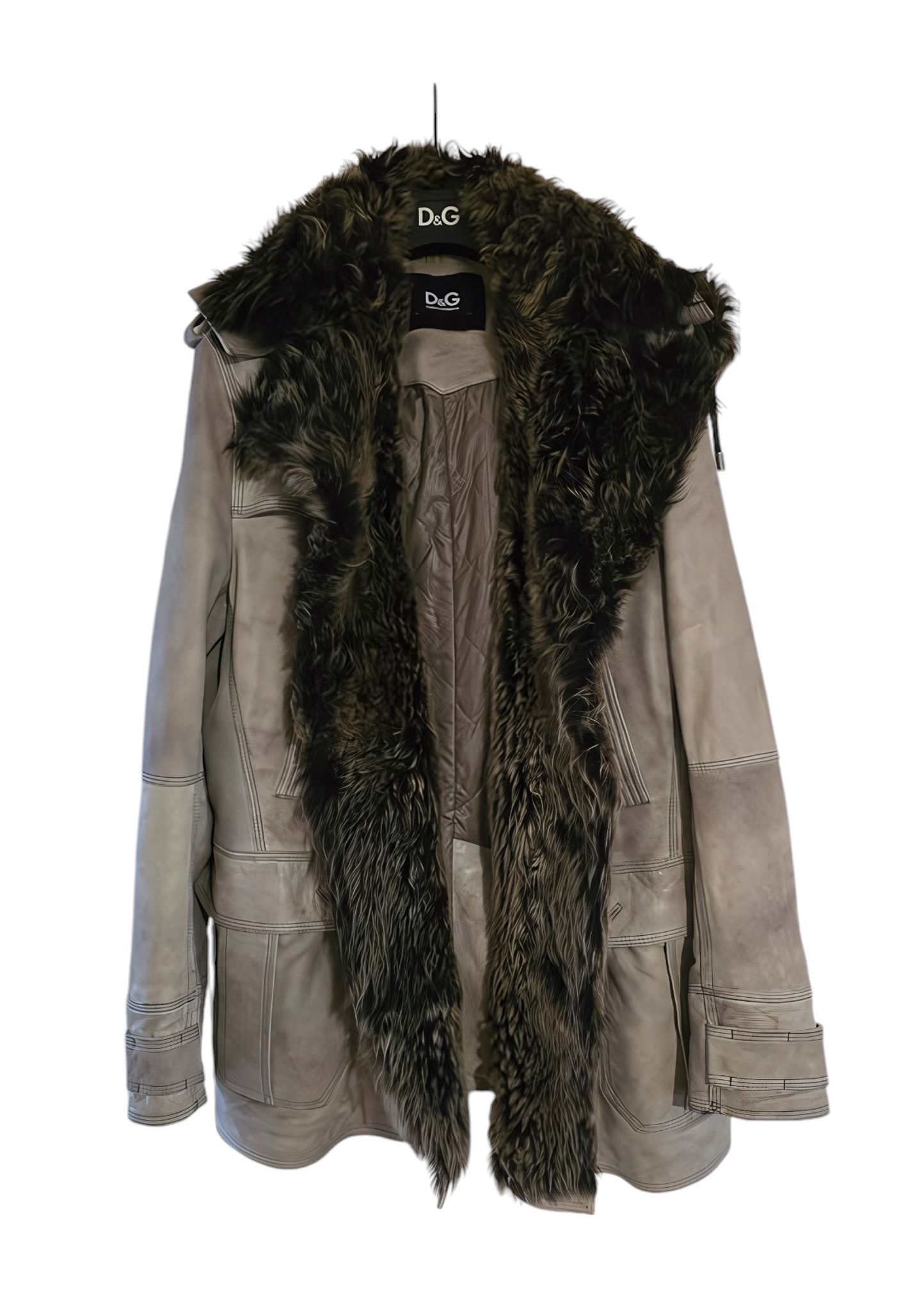 Dolce & Gabbana SHEEP FUR SHEARLING LEATHER HOODED COAT Size US L / EU 52-54 / 3 - 1 Thumbnail