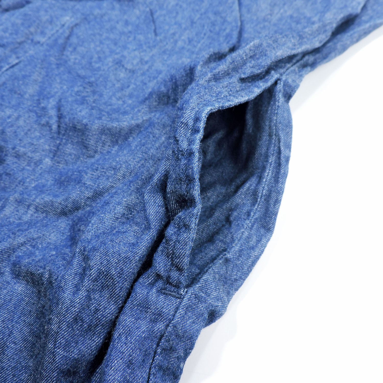 Muji MUJI INDIGO COLLARLESS DENIM LONG SLEEVE SHIRT Size US M / EU 48-50 / 2 - 8 Thumbnail