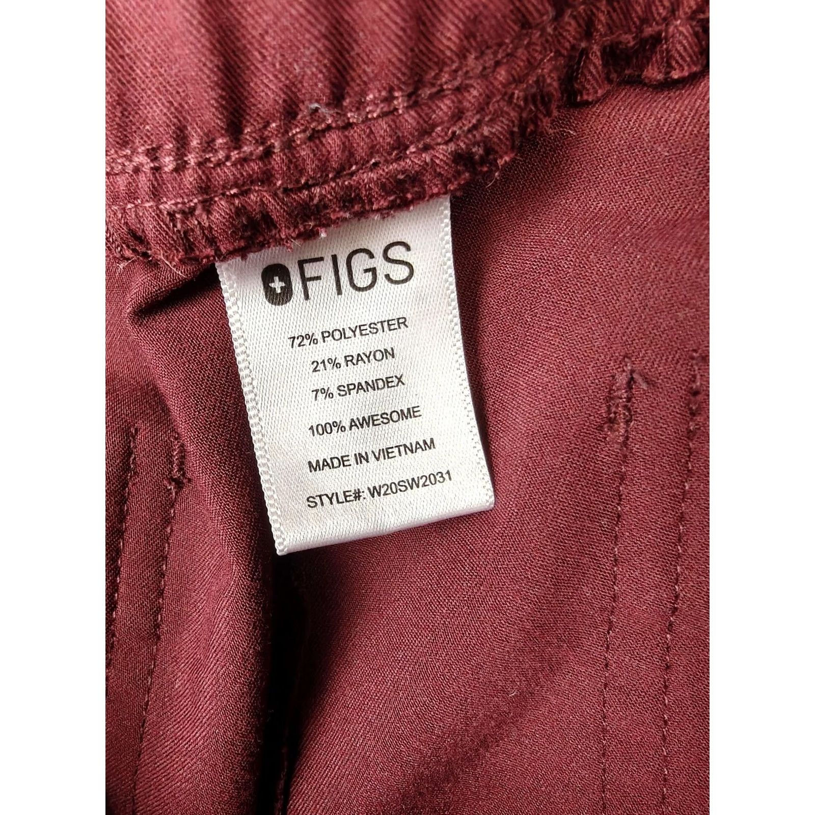 Vintage FIGS Scrub Pants Womens Large Red Technical Collection Drawstring Cargo Pockets Size 36" / US 14 / IT 50 - 3 Thumbnail