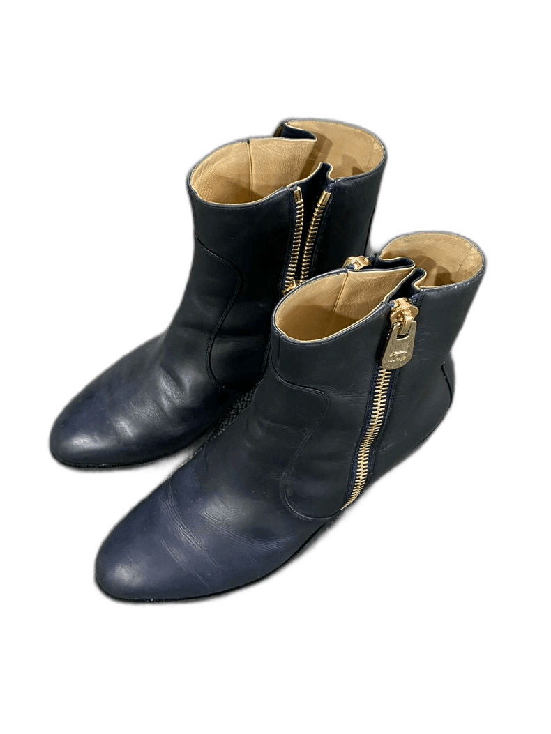 Chanel Chanel Logo Zip Ankle Boots Size US 8 / IT 38 - 1 Thumbnail