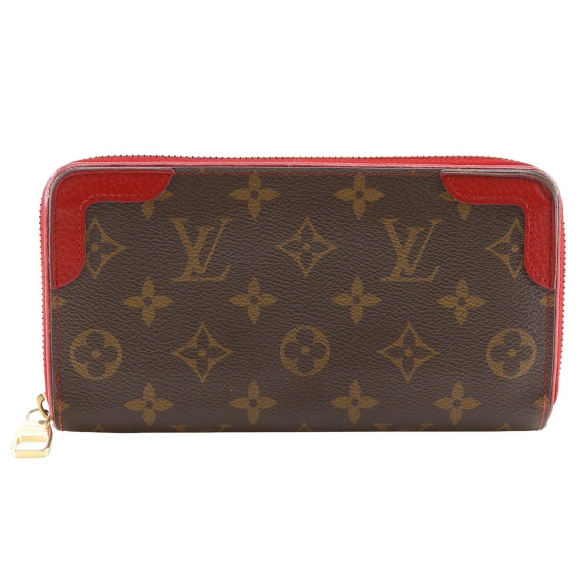 Louis Vuitton Louis Vuitton Zippy Wallet Retiro Long M61854 Monogram Canvas Cerise 2016 Brown/Red MI2176 Zipper Women's Size ONE SIZE - 1 Thumbnail
