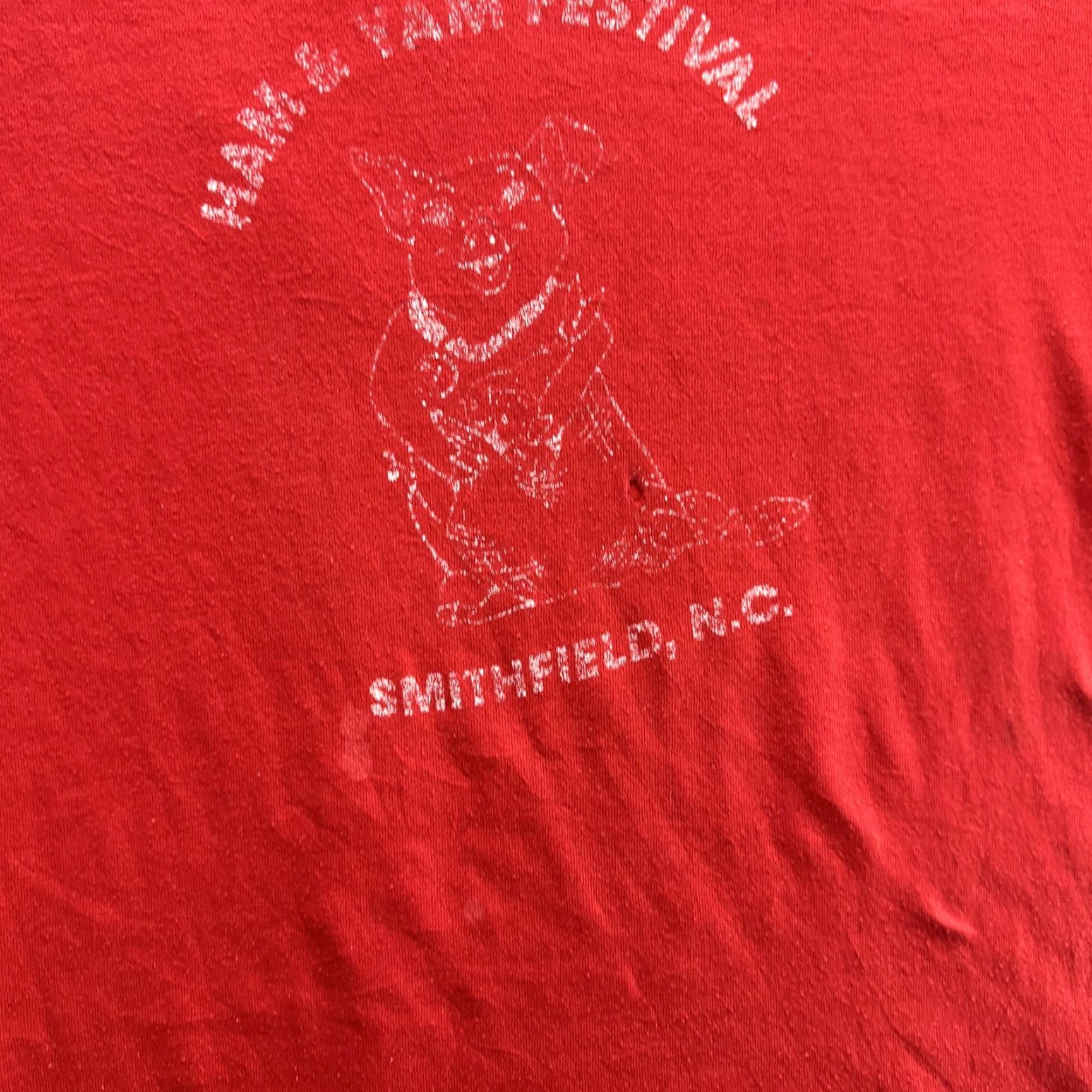 Russell Athletic VINTAGE Ham & Yam Festival Shirt Mens Large Red 90s Graphic Pig Russell Athletic Tee Size US L / EU 52-54 / 3 - 6 Thumbnail