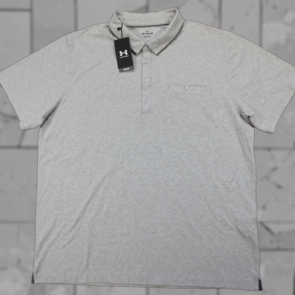 Under Armour Under Armour Polo Cotton Blend 3XL Men Gray Breathable Vanish Luxe Short Sleeve Collared Golf Activewear Logo Embroidered Shirt Size US XXL / EU 58 / 5 - 1 Thumbnail