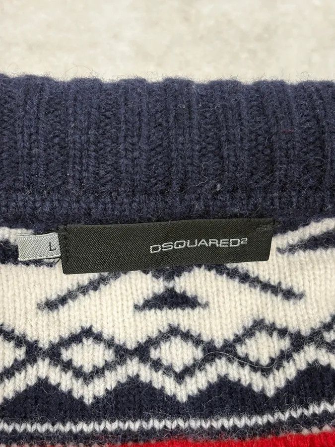 Dsquared2 FW2008 Dsquared2 Navy & White Wool Geometric Knit Zip-up Sweater Size US M / EU 48-50 / 2 - 10 Thumbnail