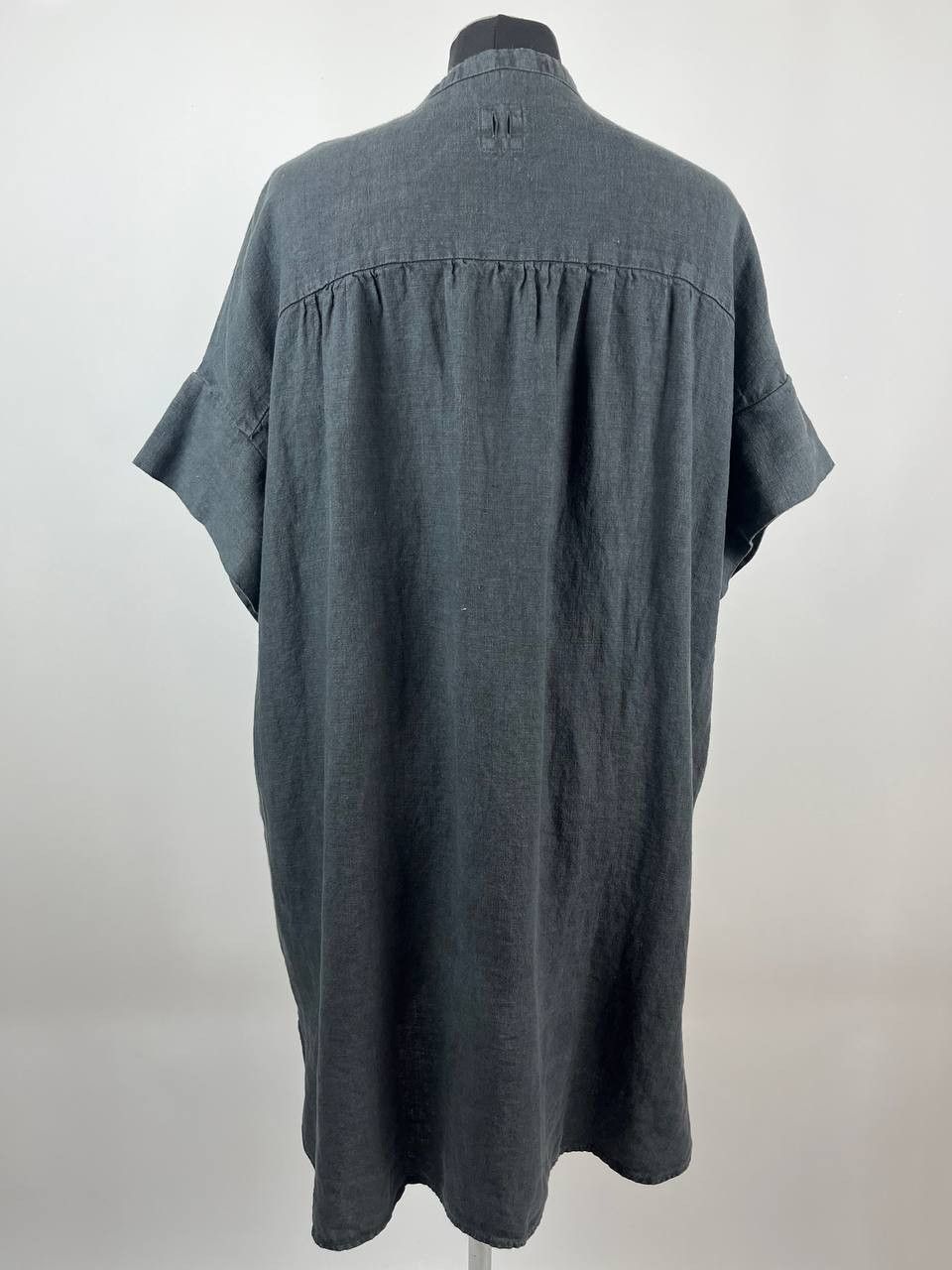 hannes roether Hannes Roether 100% Pure Linen Midi Kaftan Gray Dress Size M / US 6-8 / IT 42-44 - 3 Thumbnail