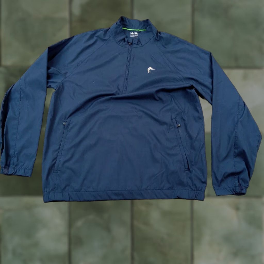 Adidas Adidas Mens Windbreaker Jacket Large Blue Lightweight 1/4 Zip Pullover Size L / US 10 / IT 46 - 1 Thumbnail