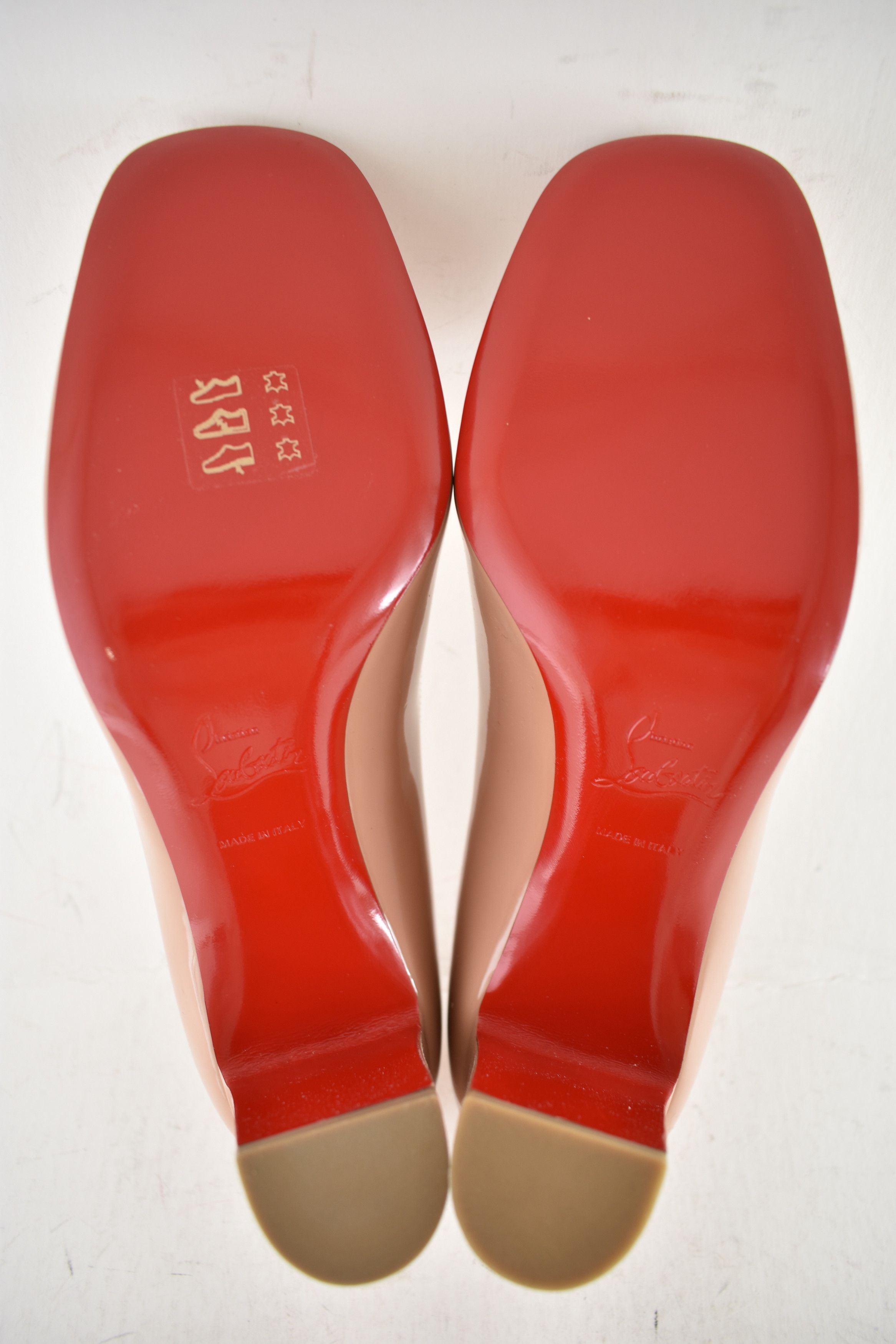 Christian Louboutin Cadrilla 70 Nude Blush Patent Leather Block Heel Pump 40 Size US 10 / IT 40 - 15 Thumbnail