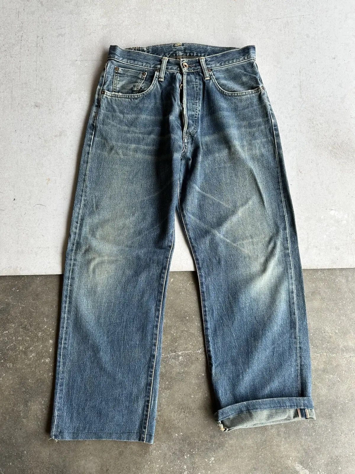 Self Edge 90’s REDLINE Vintage EDWIN 505 Jeans Leather Pai Denim Pants Size US 30 / EU 46 - 1 Thumbnail