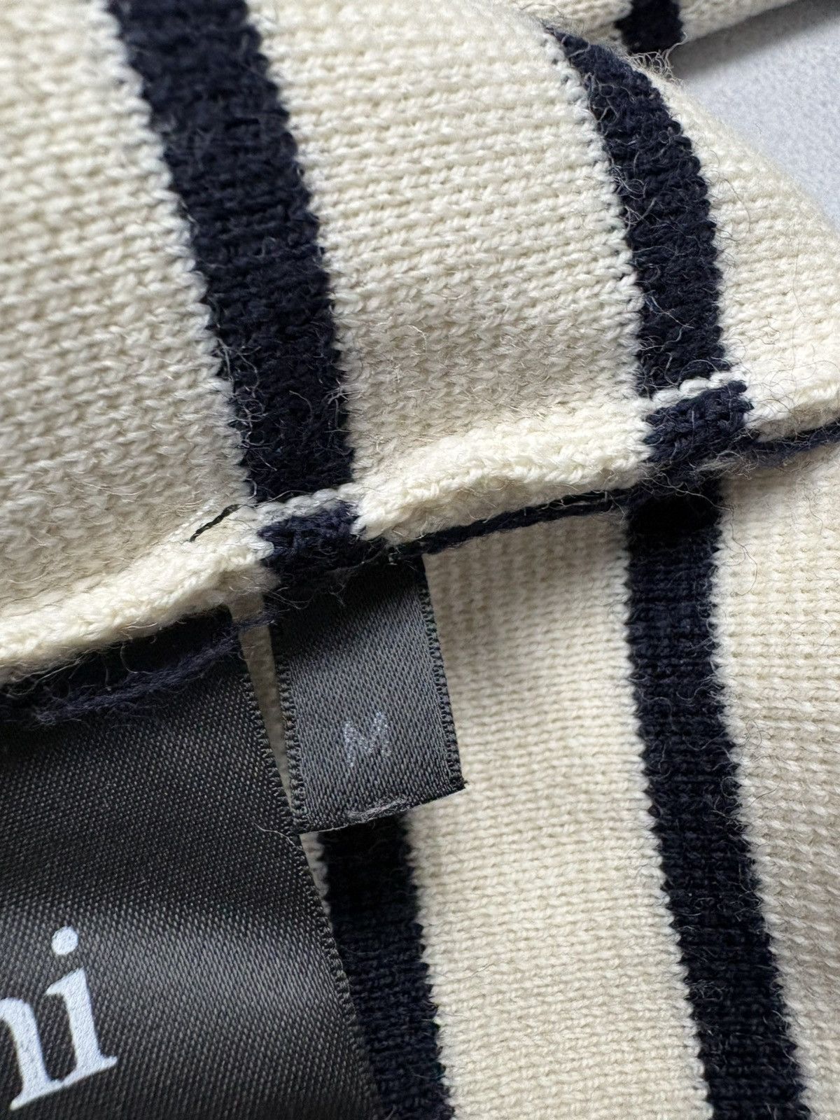 AMI AMI Merino Wool Striped Knit Sweater Button Shoulder Breton Size M / US 6-8 / IT 42-44 - 18 Thumbnail