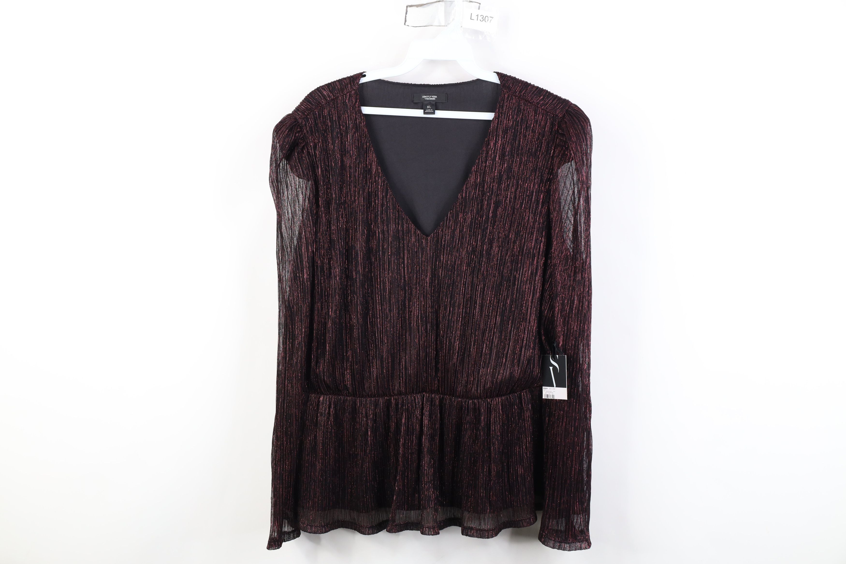 Vera Wang New Vera Wang Bella Fairy Metallic Ribbed Blouse Shirt Top Size XL / US 12-14 / IT 48-50 - 1 Thumbnail