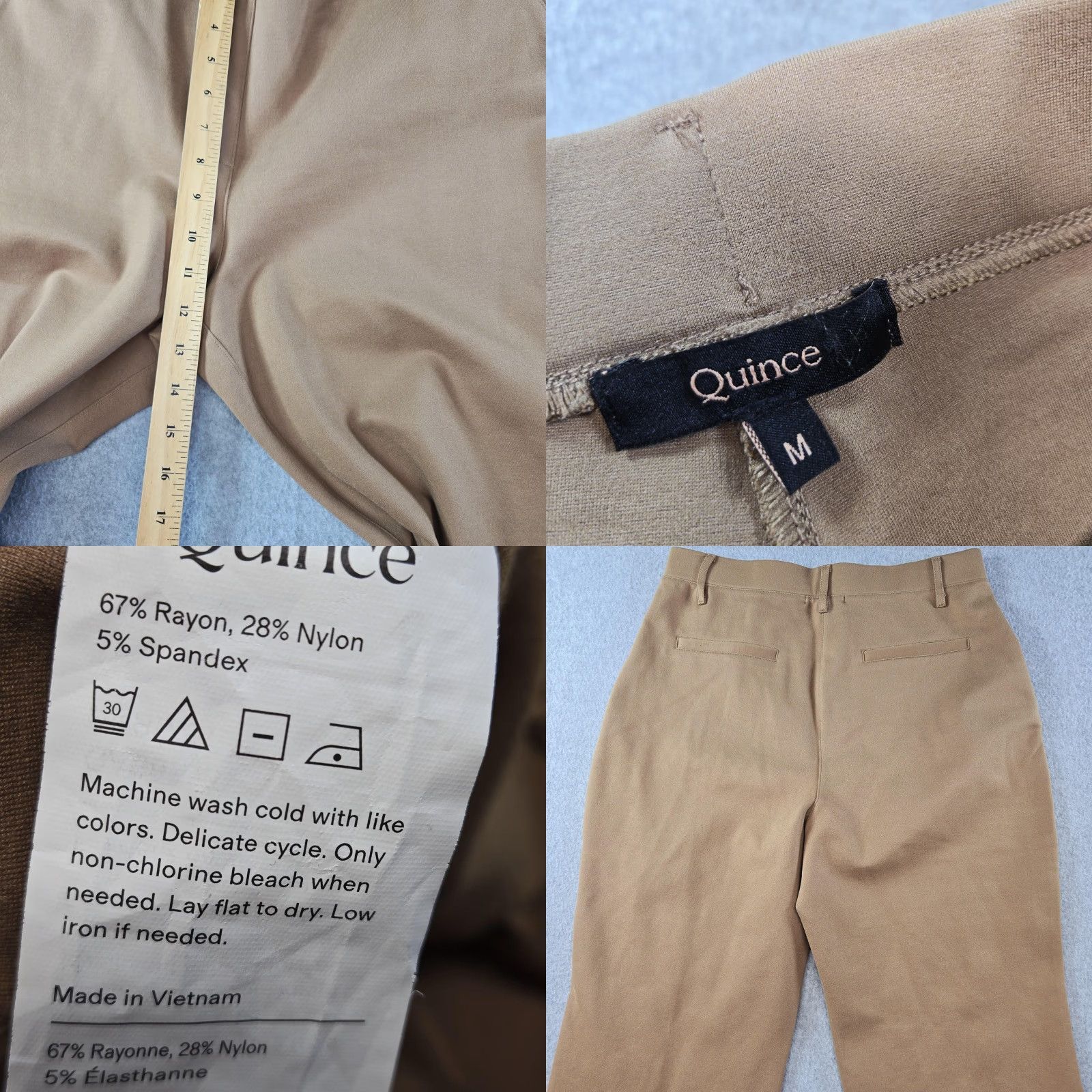 Quince Quince Pants Womens M Beige Dress Pants Straight Knit Pull On Stretch Comfort Size 32" / US 10 / IT 46 - 8 Thumbnail