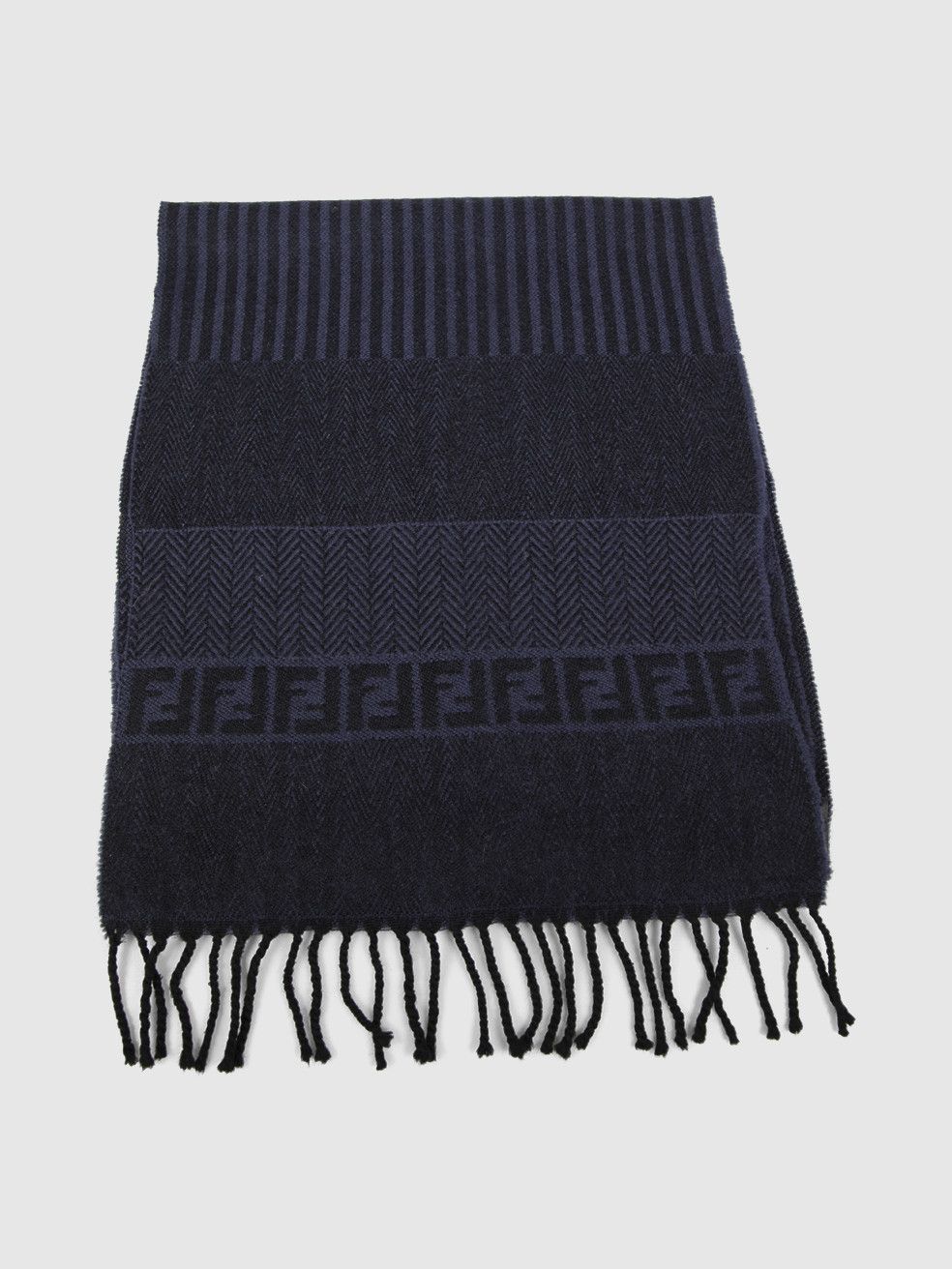 Black & Navy Wool Scarf