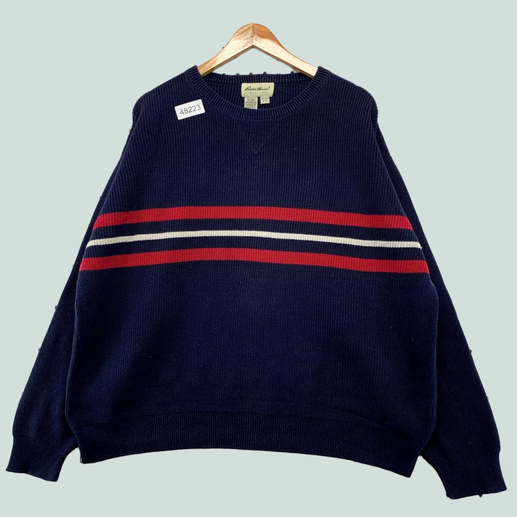 Eddie Bauer VINTAGE Eddie Bauer Knit Sweater Mens M Blue Striped Punk Mall Ribbed Pullover Shirt/ Sweater Size US M / EU 48-50 / 2 - 1 Thumbnail