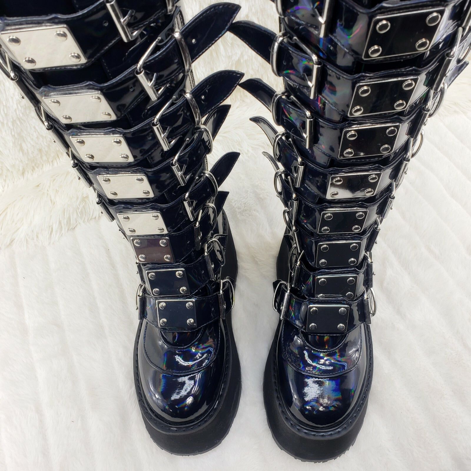Other DEMONIA Damned 318 Multi Strap Goth Punk 3.5" Platform Boot Size US 11 / IT 41 - 4 Thumbnail