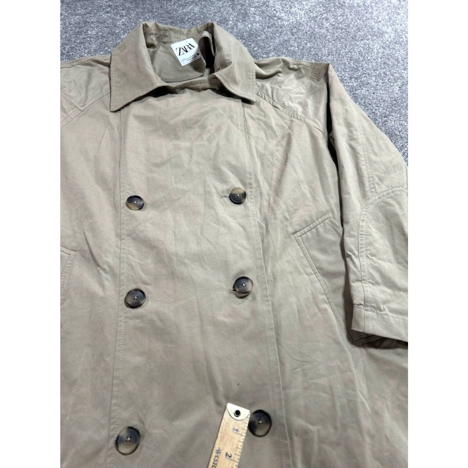 Zara Zara Trench Coat Womens XS Beige Lined Double Breated Raglan Sleeve Waterproof Coat Size XS / US 0-2 / IT 36-38 - 4 Thumbnail