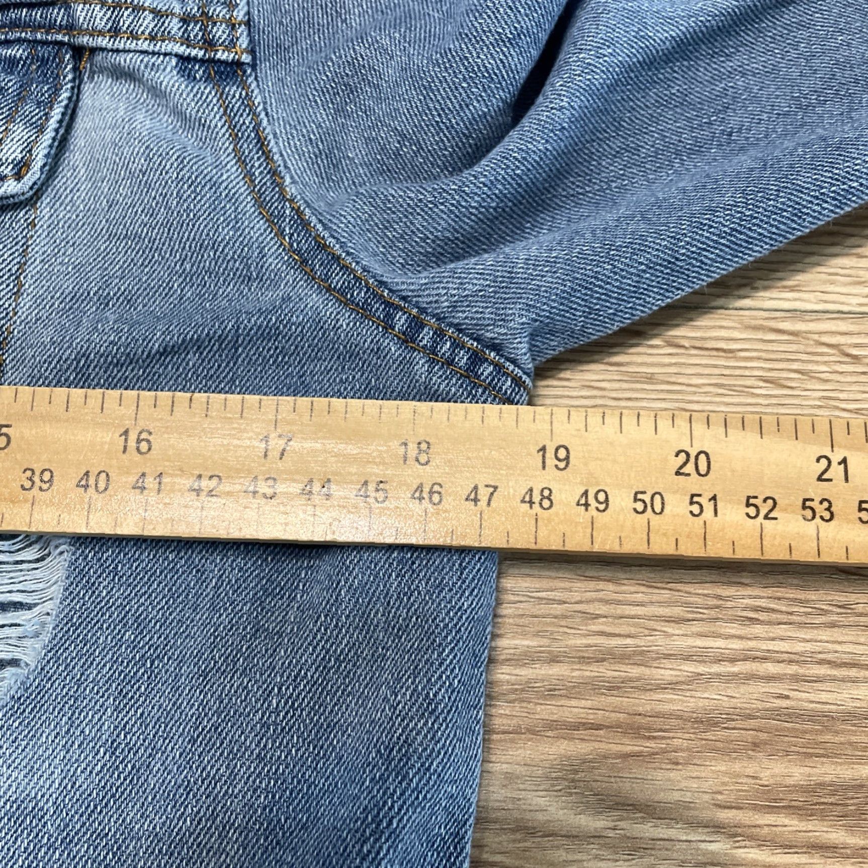 Vintage VINTAGE CI SONO Denim Jacket Women Medium Blue Ripped Distressed Stretch Cotton Blend 80s Retro Size 32" / US 10 / IT 46 - 7 Thumbnail
