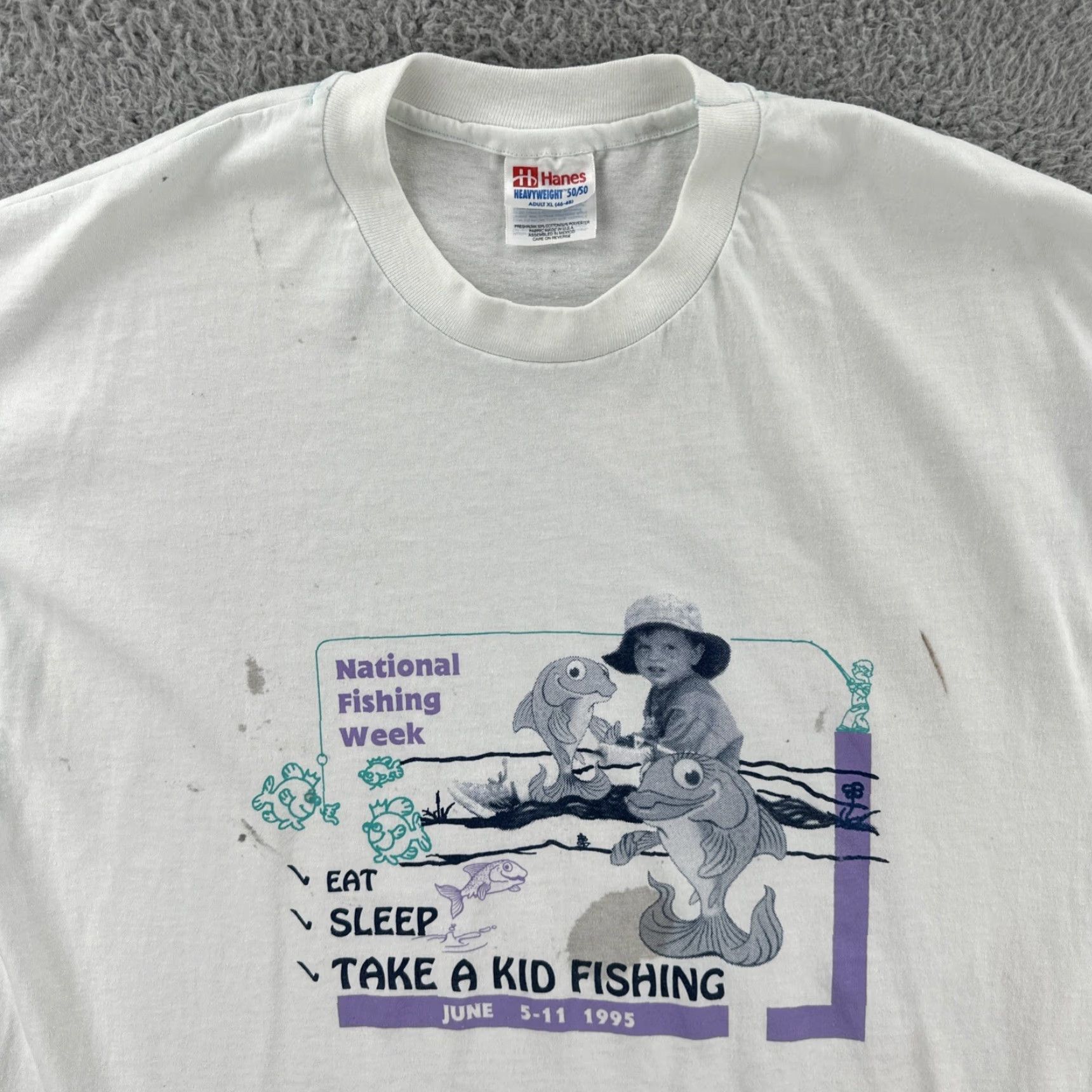 Hanes VINTAGE Hanes Shirt 90s Mens XL White Short Sleeve Crew Neck 50/50 Heavyweight T-Shirt Size US XL / EU 56 / 4 - 5 Thumbnail