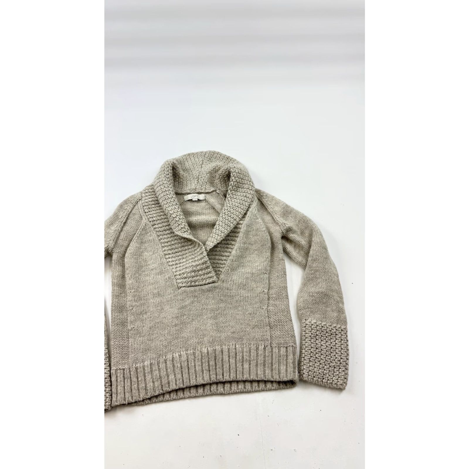 Loft VINTAGE LOFT Sweater Womens Medium Gray Shawl Collar Alpaca Wool Knit Pullover Soft Cozy Size M / US 6-8 / IT 42-44 - 2 Thumbnail
