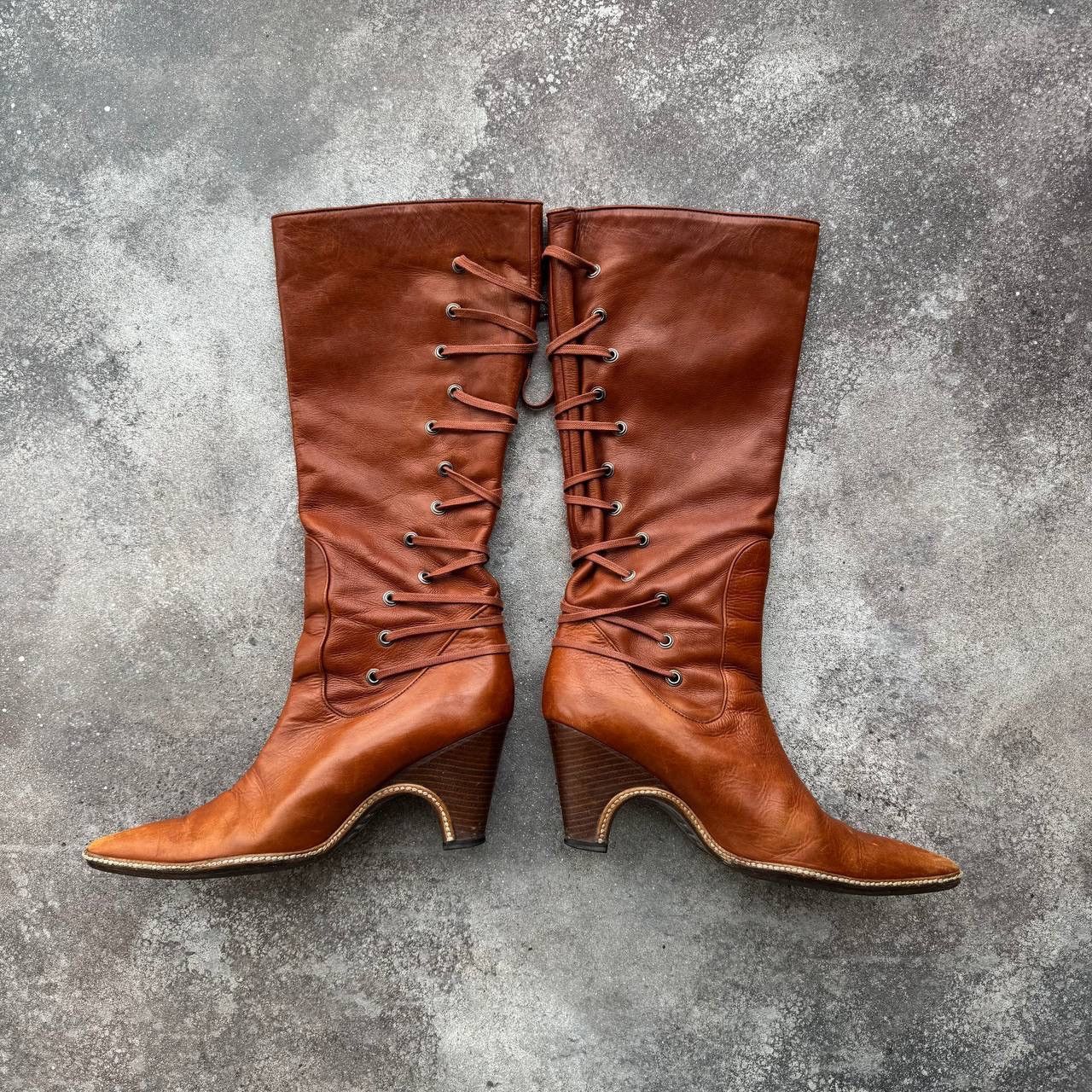 Dries Van Noten × Vintage Dries Van Noten Vero Cucio Vintage Leather Heel Boots Size US 7 / IT 37 - 10 Thumbnail