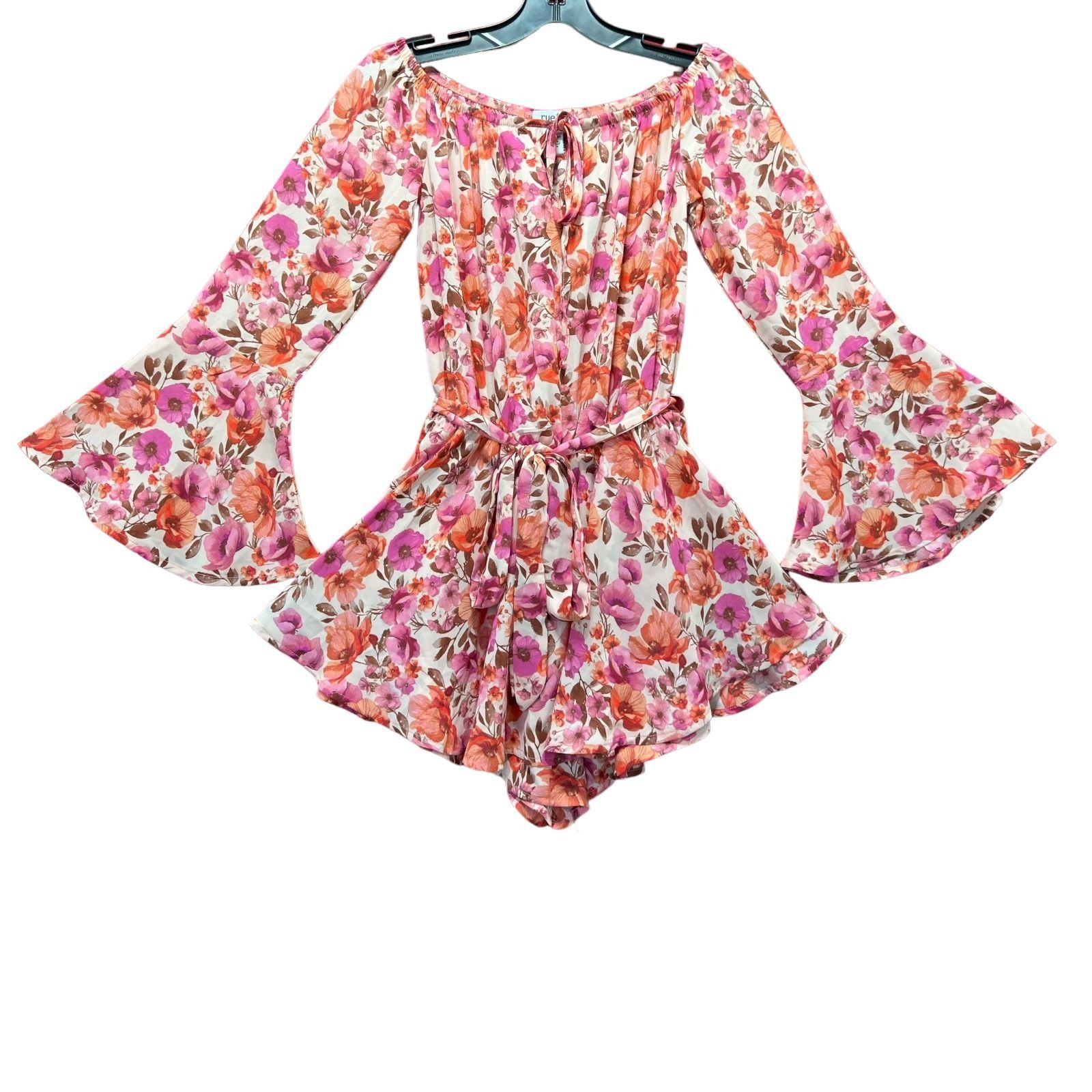 rue21 Rue 21 - Women's Off Shoulder Floral Short Romper - Bell Sle Size ONE SIZE - 2 Thumbnail