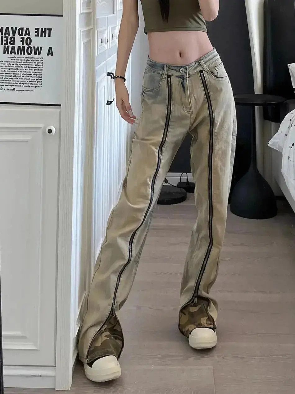 Japanese Brand Straight slim fit zipper patchwork jeans Size US 32 / EU 48 - 3 Thumbnail