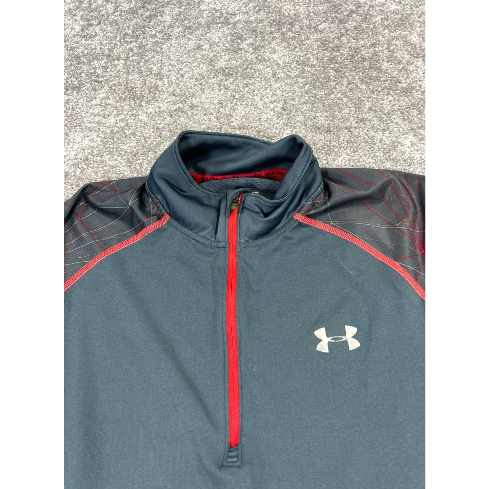 Under Armour Under Armour Pullover Shirt Mens L Gray Red ColdGear 1/4 Zip Activewear Running & Jogging Mens Size US L / EU 52-54 / 3 - 2 Thumbnail