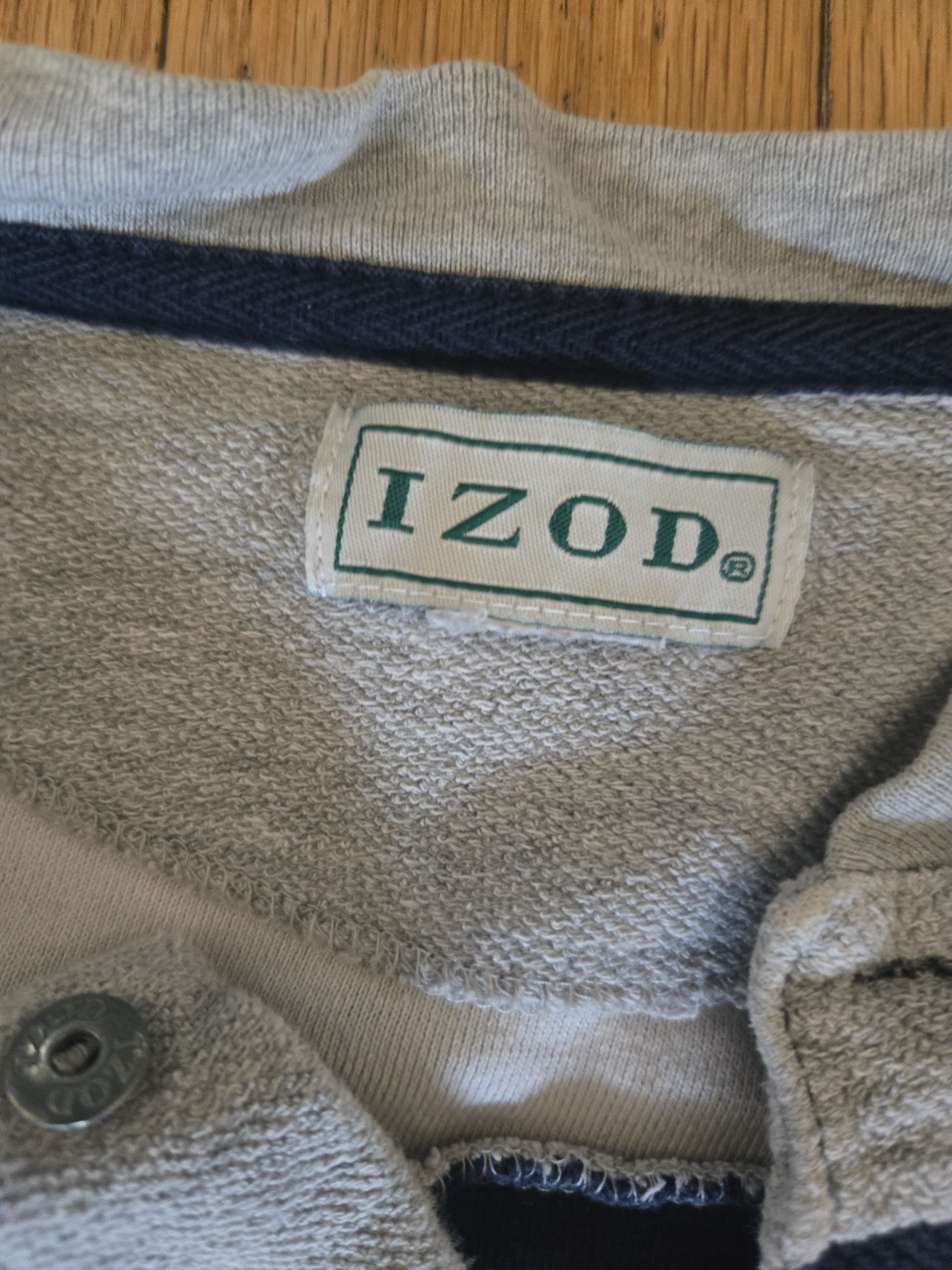 Izod VIntage Izod Mens Henley Shirt Large Navy Gray Rugby Stripe Size US L / EU 52-54 / 3 - 3 Thumbnail