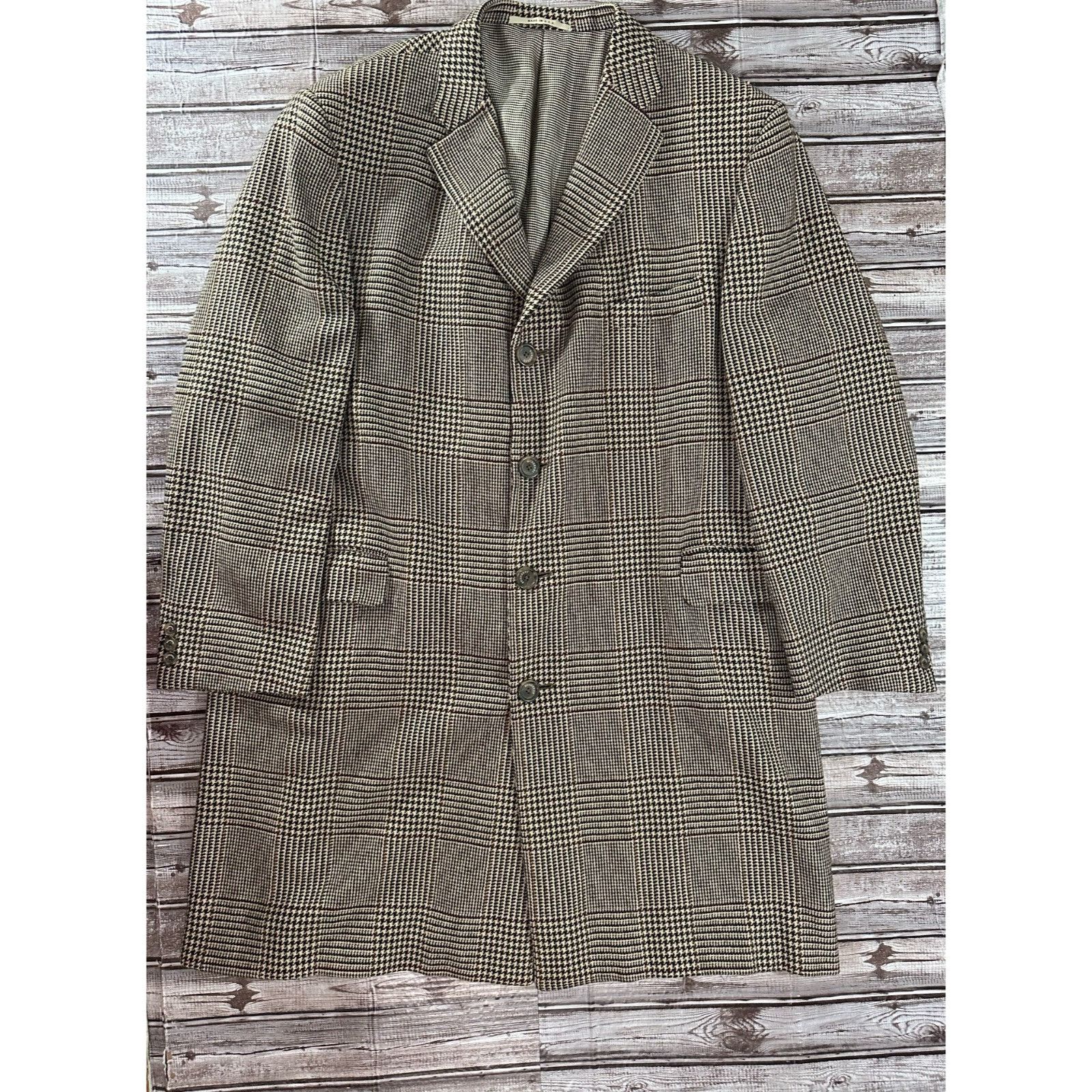 Burberry London 100% Cashmere plaid houndstooth over Coat Si