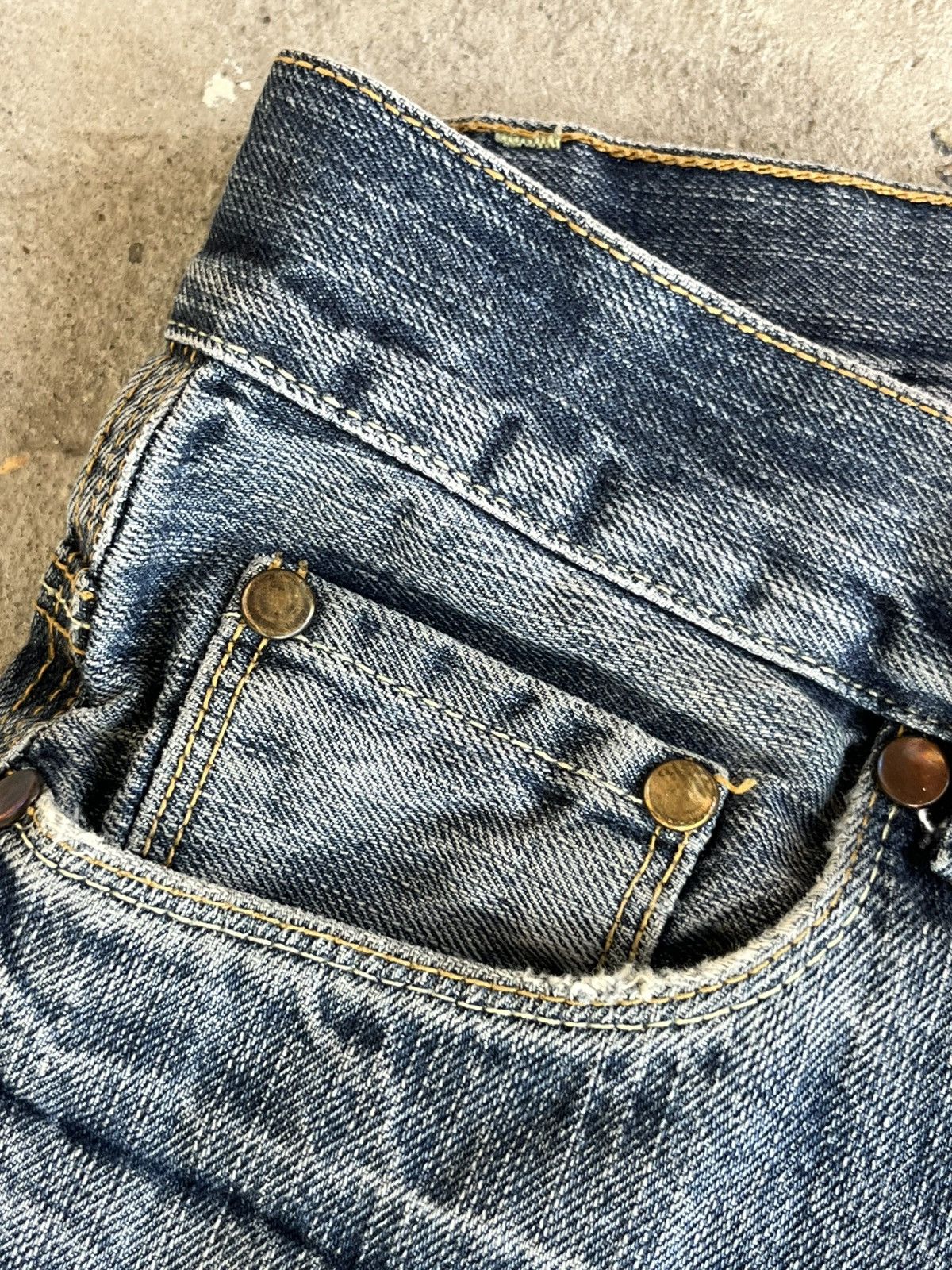 If Six Was Nine × Japanese Brand × Le Grande Bleu (L.G.B.) Faded Thrashed Crash Denim Pants Jeans like Rick Owens Y2K Size US 33 - 14 Thumbnail