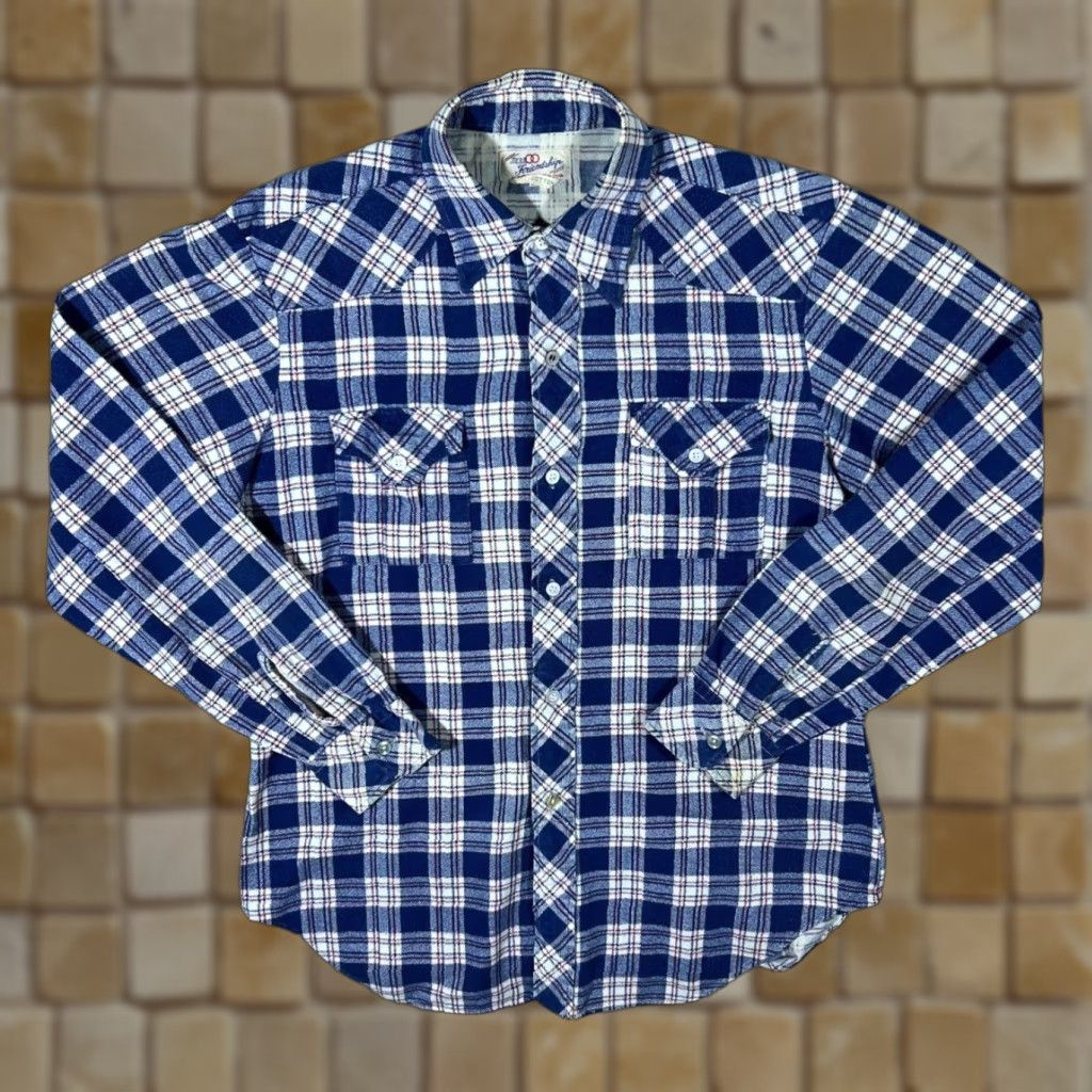 Vintage Vintage Friendship Blue Red White Plaid Check Long Sleeve Cotton Flannel Shirt M Mens Button-Up Reg Fit 100% Cotton Casual Size US M / EU 48-50 / 2 - 1 Thumbnail