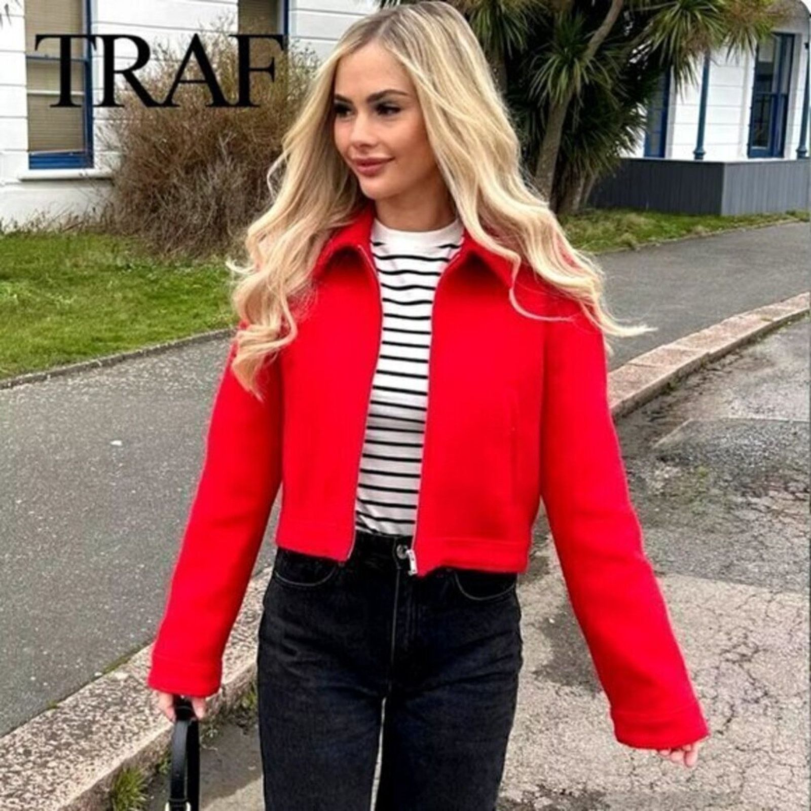 Zara ZARA Red Wool-Blend Cropped Jacket NWT Size M / US 6-8 / IT 42-44 - 16 Thumbnail