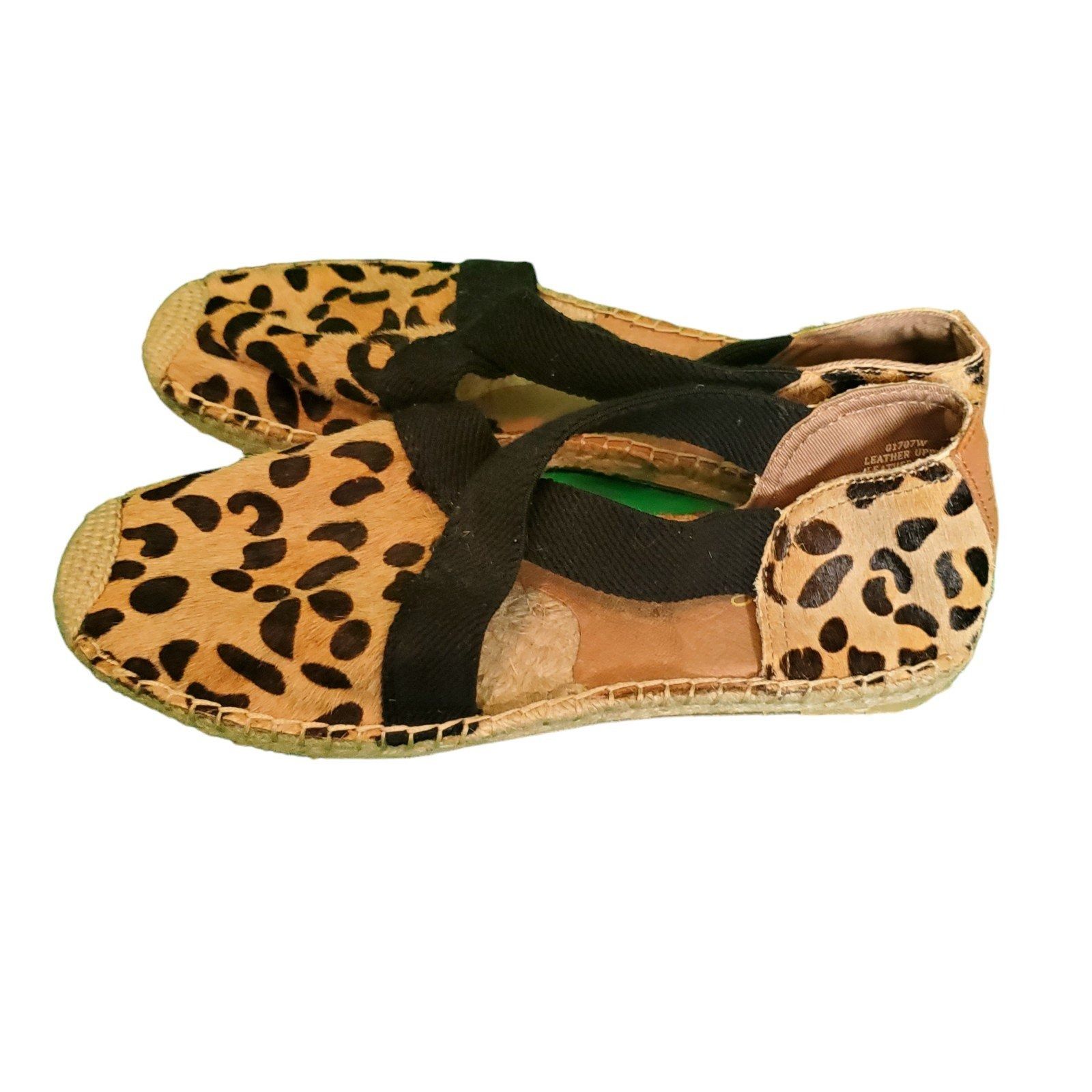 Other Joy & Mario Leopard Print Women's Espadrilles Leather Flats Size US 8.5 / IT 38.5 - 2 Thumbnail