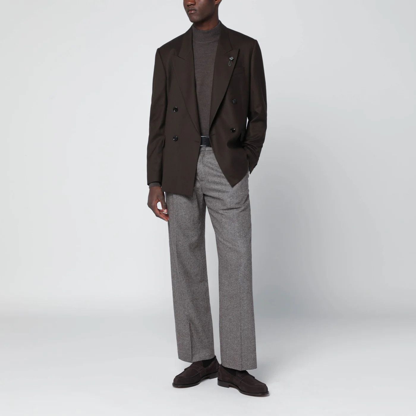 Lardini o1d2blof0526 Double-breasted Wool Jacket in Brown Size US S / EU 44-46 / 1 - 2 Thumbnail