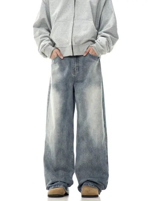 Hypebeast × Japanese Brand Pants American retro washed wide-leg simple loose jeans Size US 32 / EU 48 - 1 Thumbnail