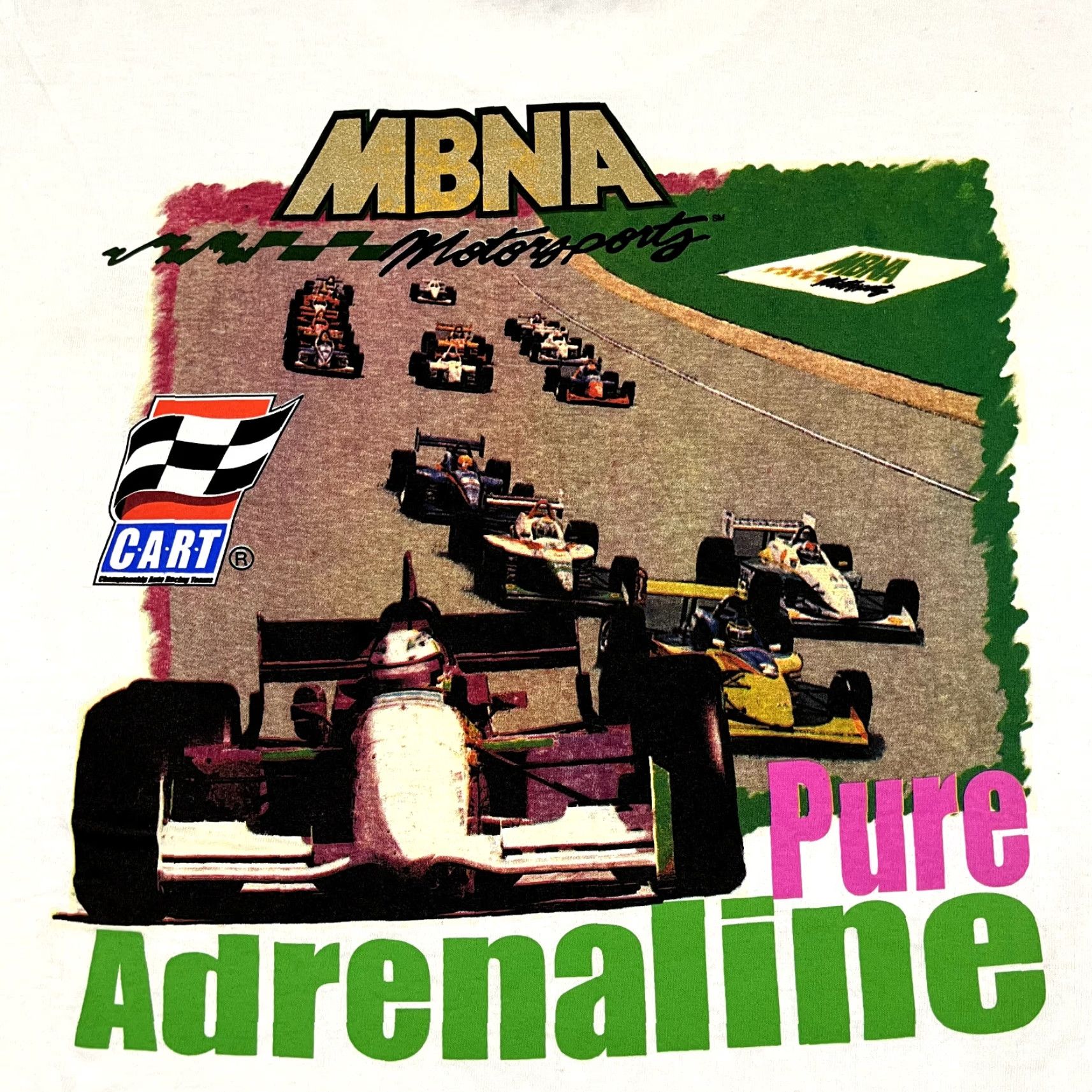 Gildan MBNA Motorsports Shirt Mens XL White Graphic Print Tee Adrenaline Y2K Gildan Card Stock Car Racing T-Shirt Size US XL / EU 56 / 4 - 2 Thumbnail