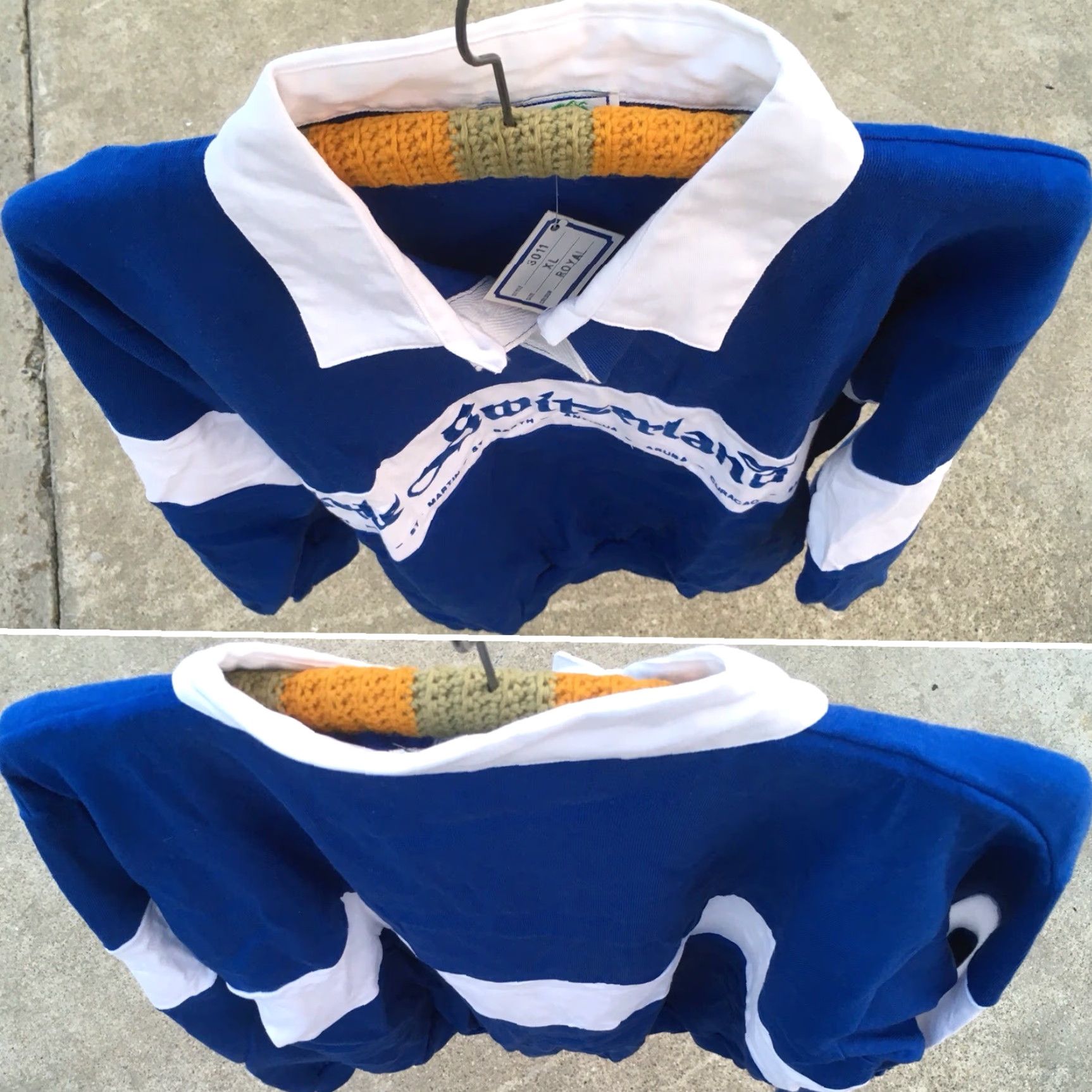 Vintage VINTAGE The Islander Bahamas Shirt XL Blue & White Polo Rugby Mens Size US XL / EU 56 / 4 - 3 Thumbnail