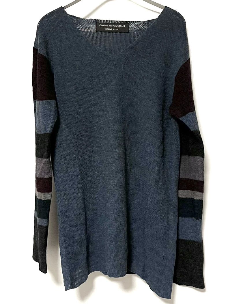 Comme des Garcons Rare Peacock Blue V-Neck Wool Knitwear Size US M / EU 48-50 / 2 - 1 Thumbnail