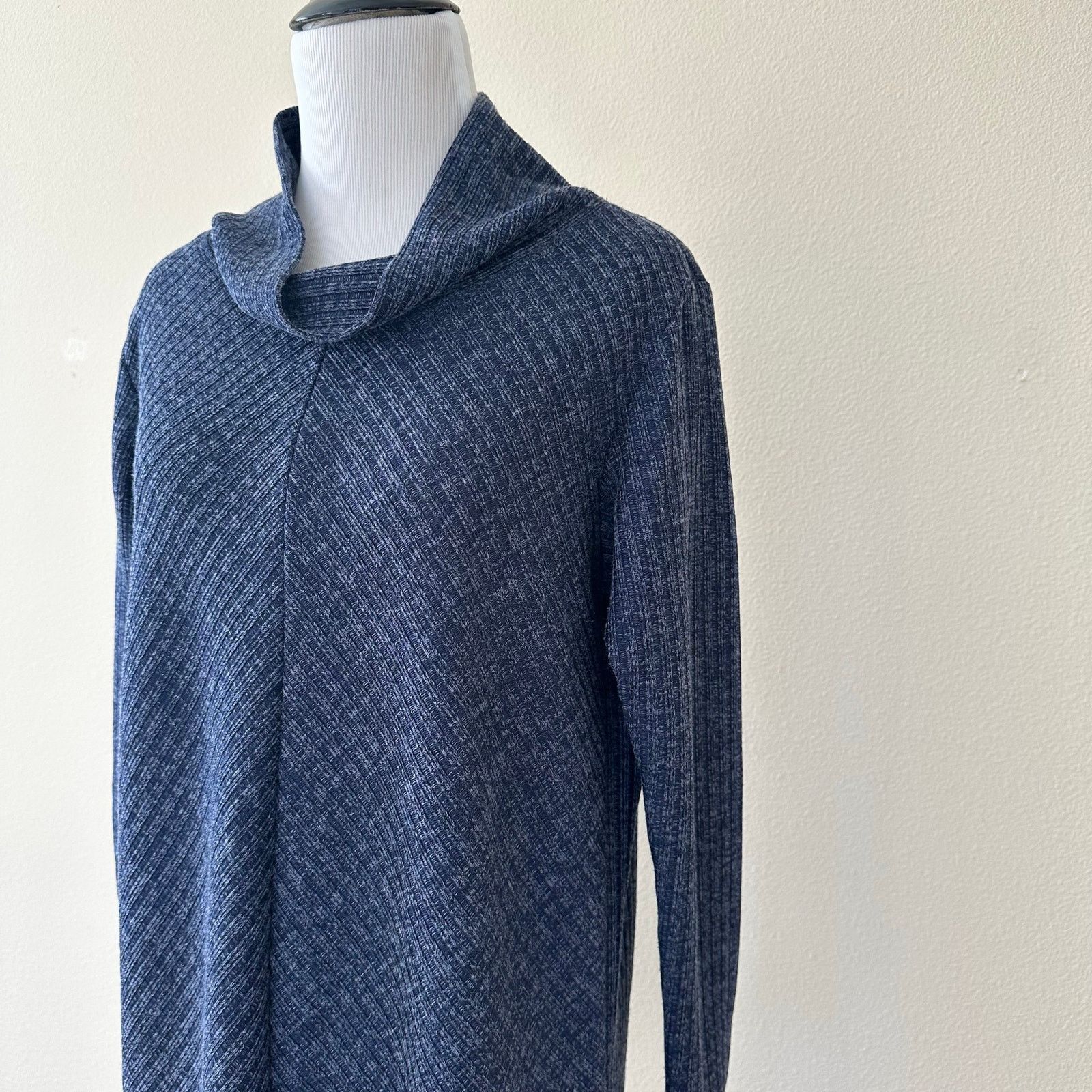 Other Max Studio Ribbed Geometric Navy Sweater Dress Cowl Neck S Size S / US 4 / IT 40 - 2 Thumbnail