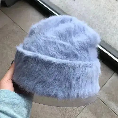 Handmade × Japanese Brand Fashion Fluffy Rabbit Fur Beanie Hat Size ONE SIZE - 2 Thumbnail