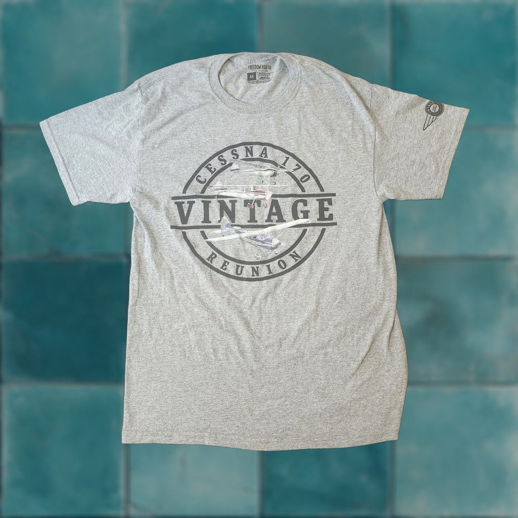 Vintage Cessna 170 Graphic Print T Shirt Vintage Reunion Mens Medium Gray Crew Neck Short Sleeve Cotton Polyester Bre breathable USA Freedom Wear Size US M / EU 48-50 / 2 - 1 Thumbnail